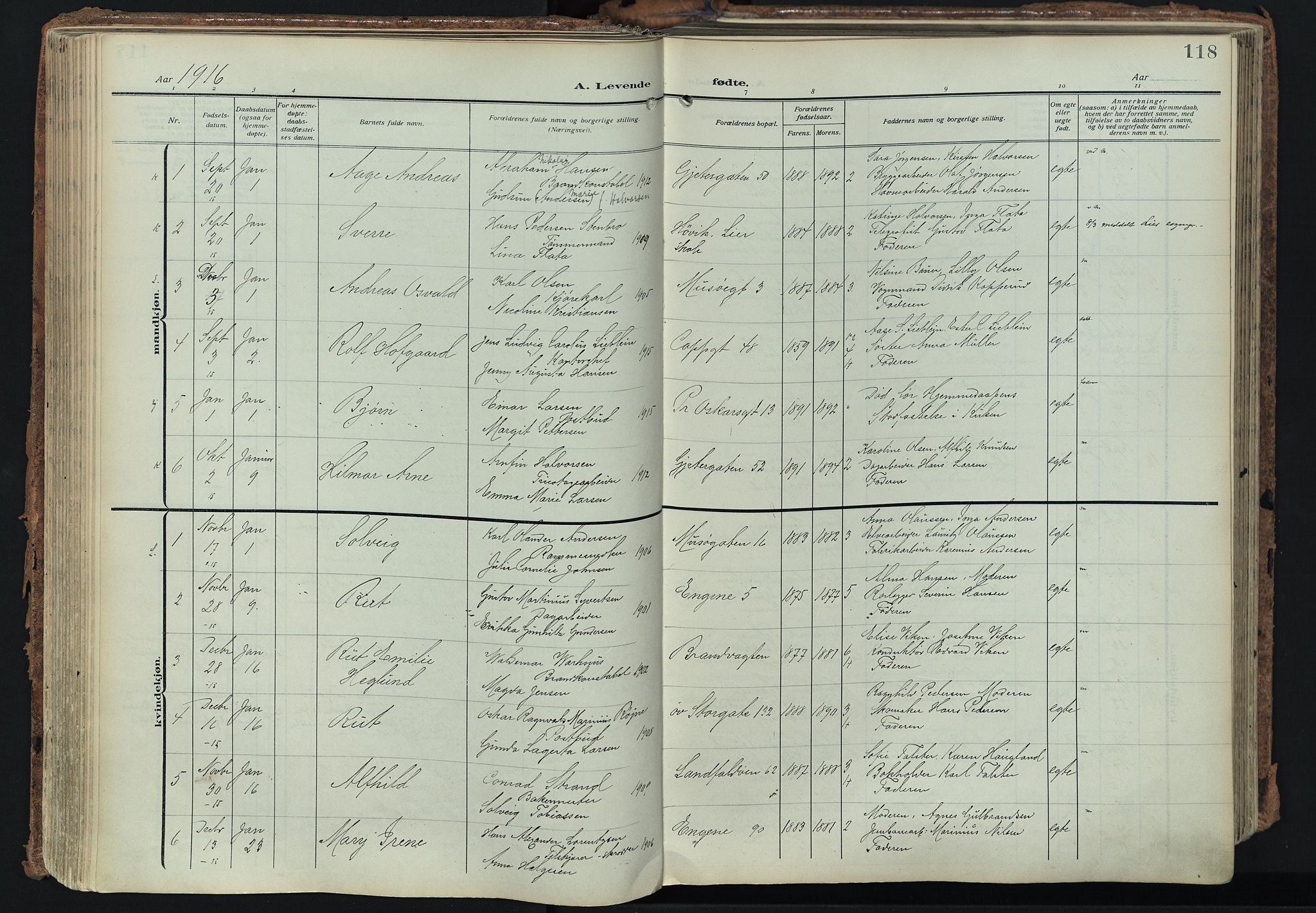 Bragernes kirkebøker, SAKO/A-6/F/Fb/L0010: Parish register (official) no. II 10, 1911-1922, p. 118