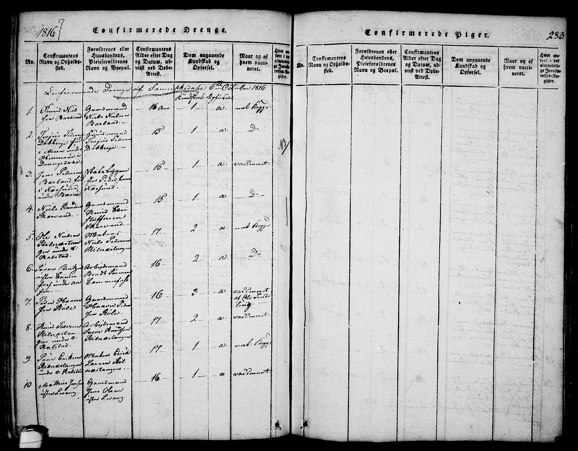 Sannidal kirkebøker, AV/SAKO-A-296/F/Fa/L0004: Parish register (official) no. 4, 1814-1829, p. 283