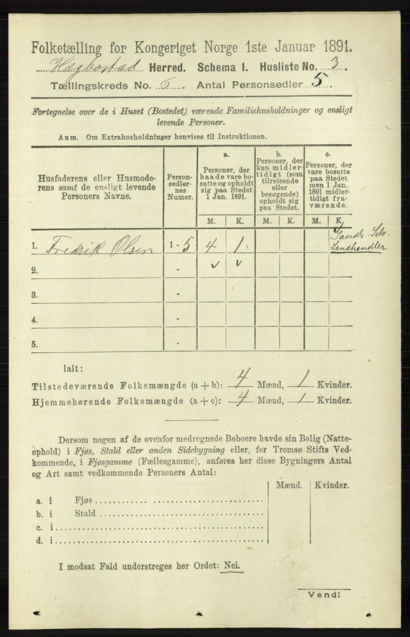 RA, 1891 census for 1034 Hægebostad, 1891, p. 1799