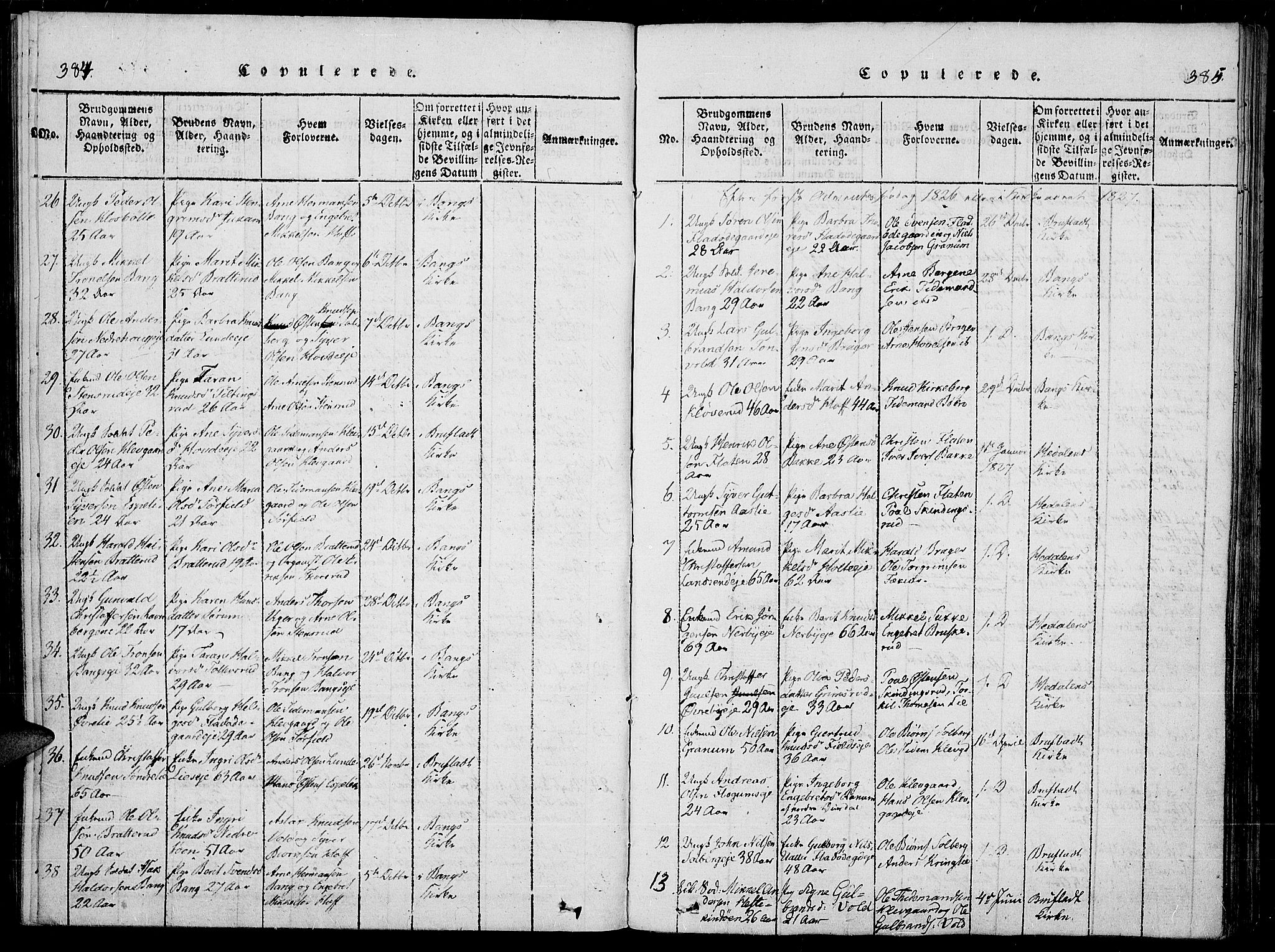 Sør-Aurdal prestekontor, SAH/PREST-128/H/Ha/Haa/L0003: Parish register (official) no. 3, 1825-1840, p. 384-385