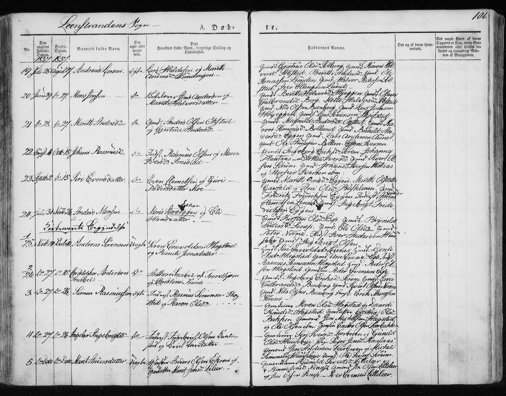 Ministerialprotokoller, klokkerbøker og fødselsregistre - Sør-Trøndelag, SAT/A-1456/691/L1069: Parish register (official) no. 691A04, 1826-1841, p. 106