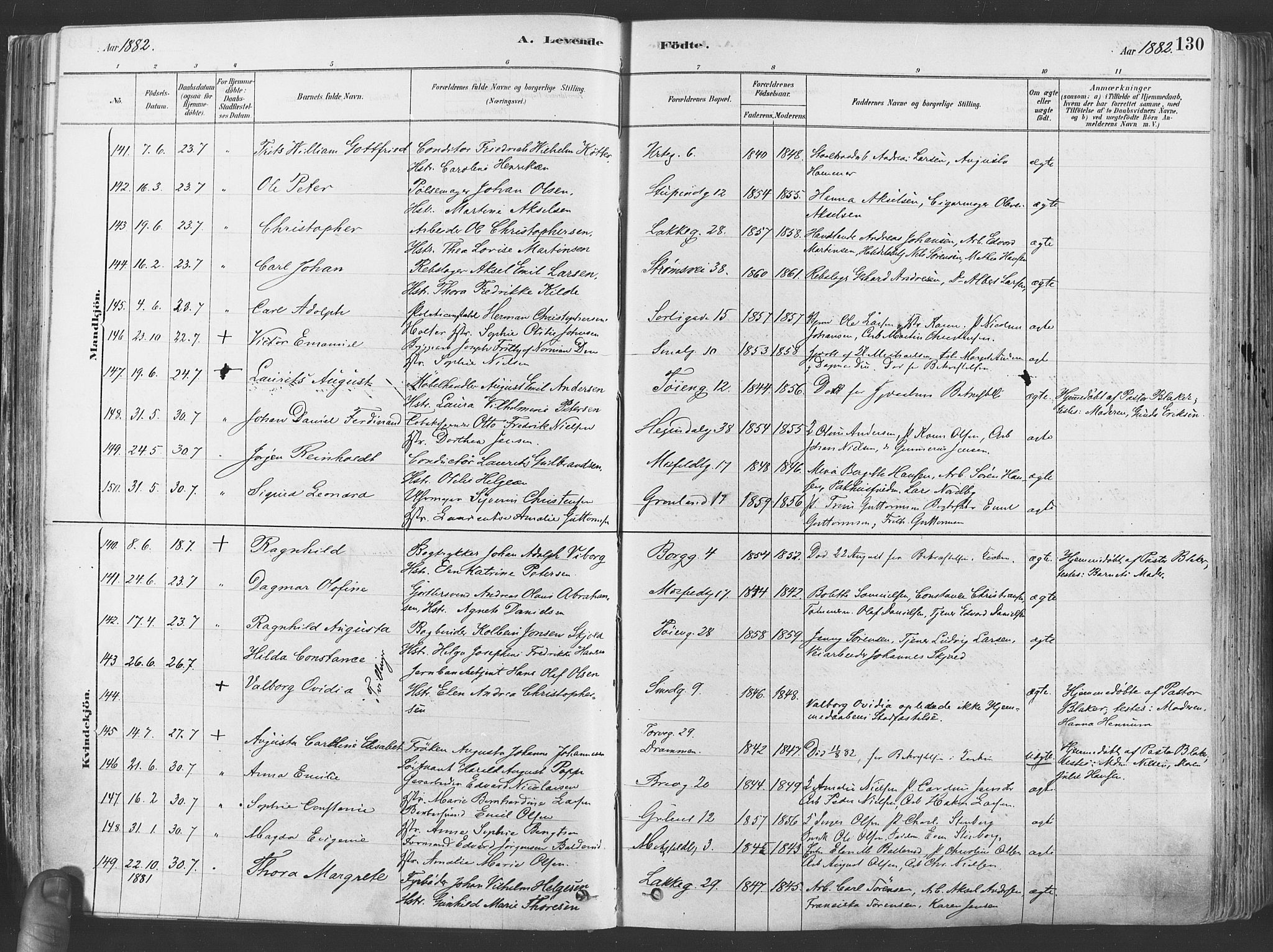 Grønland prestekontor Kirkebøker, SAO/A-10848/F/Fa/L0007: Parish register (official) no. 7, 1878-1888, p. 130