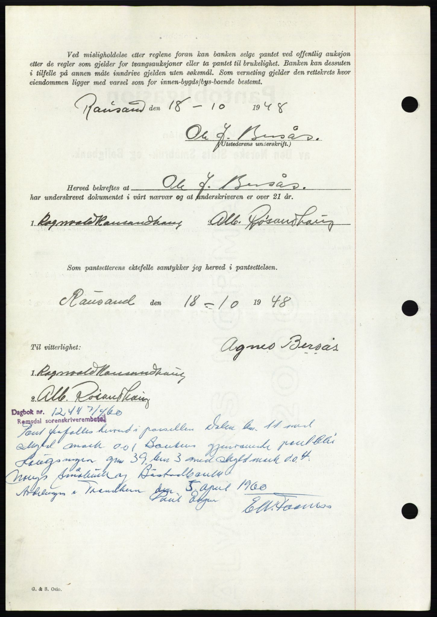 Romsdal sorenskriveri, AV/SAT-A-4149/1/2/2C: Mortgage book no. B4, 1948-1949, Diary no: : 2745/1948