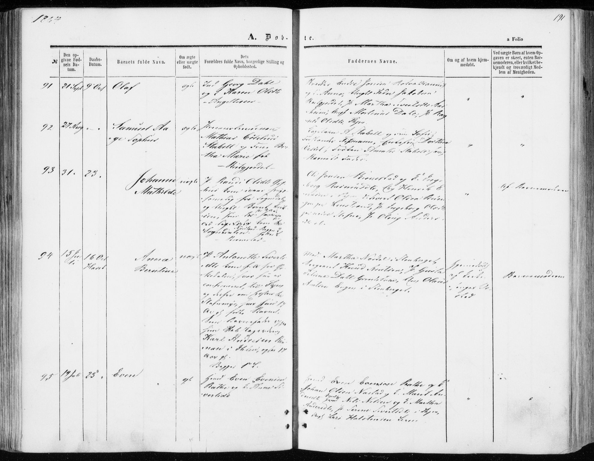 Ministerialprotokoller, klokkerbøker og fødselsregistre - Sør-Trøndelag, AV/SAT-A-1456/606/L0292: Parish register (official) no. 606A07, 1856-1865, p. 191