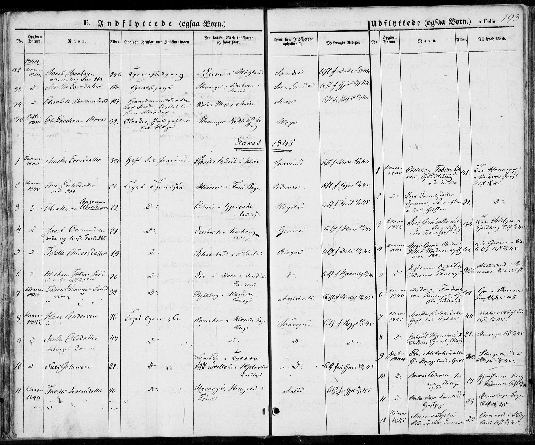 Håland sokneprestkontor, SAST/A-101802/001/30BA/L0006: Parish register (official) no. A 6, 1842-1853, p. 193