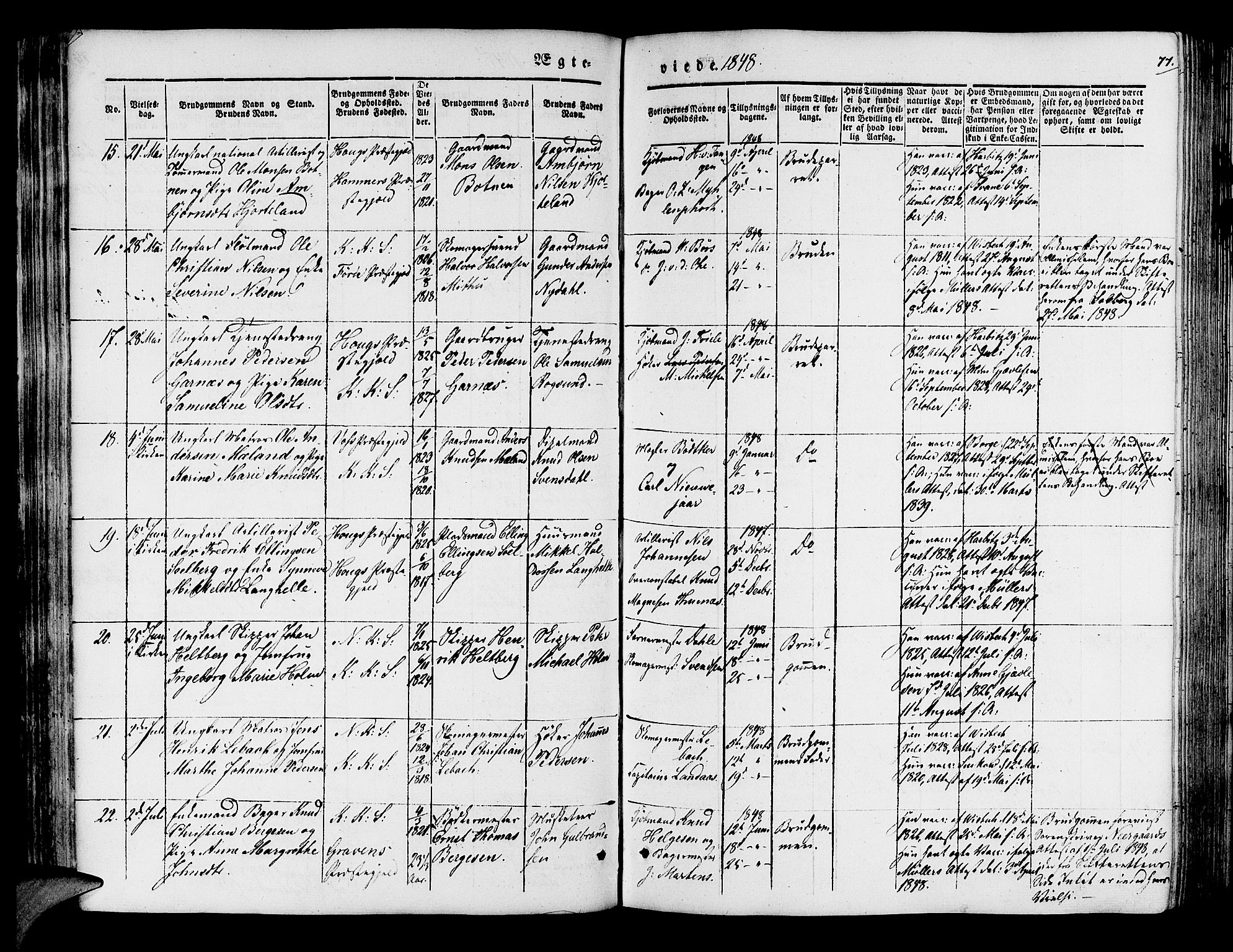 Korskirken sokneprestembete, AV/SAB-A-76101/H/Hab: Parish register (copy) no. D 1, 1840-1867, p. 77