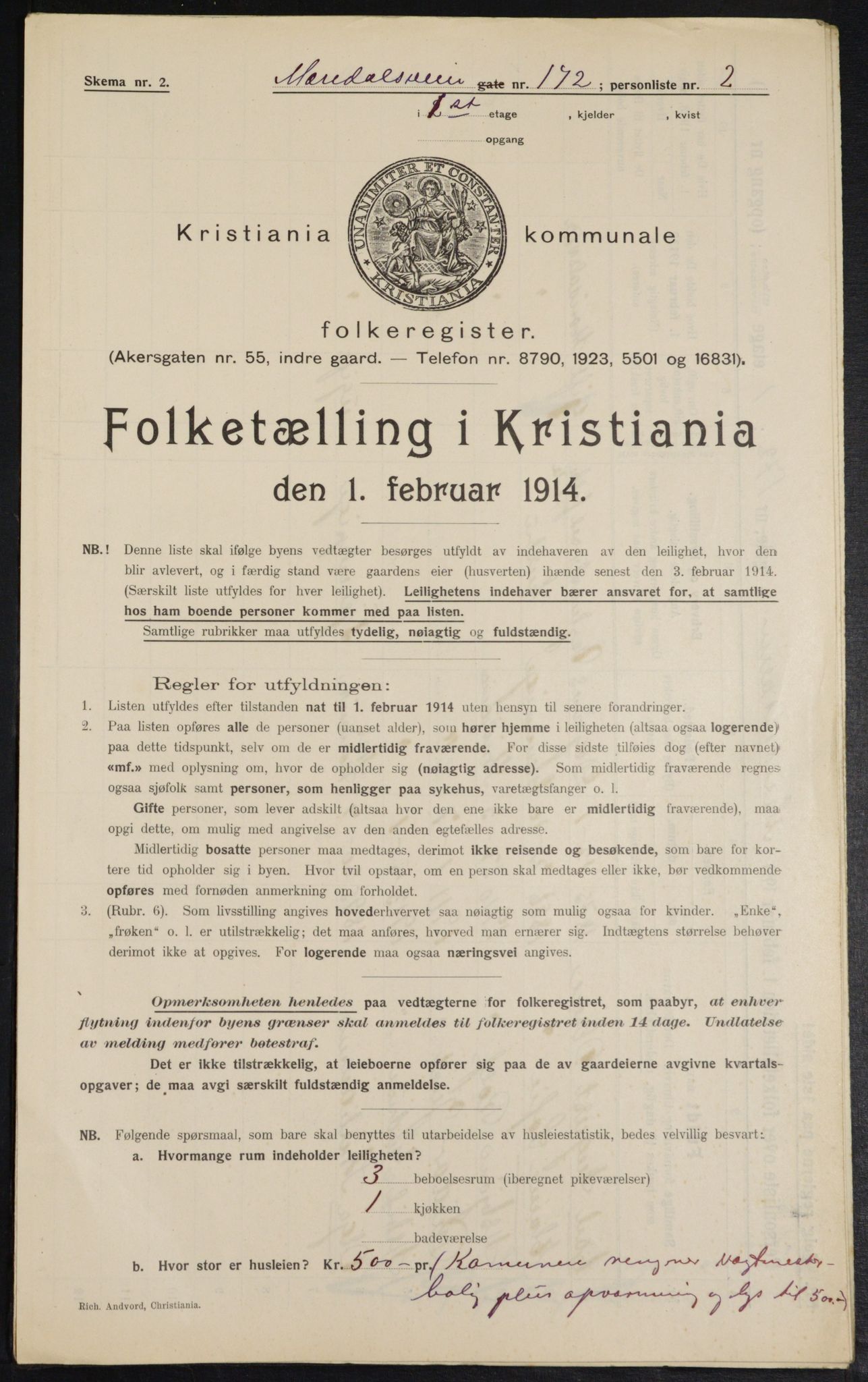 OBA, Municipal Census 1914 for Kristiania, 1914, p. 62259