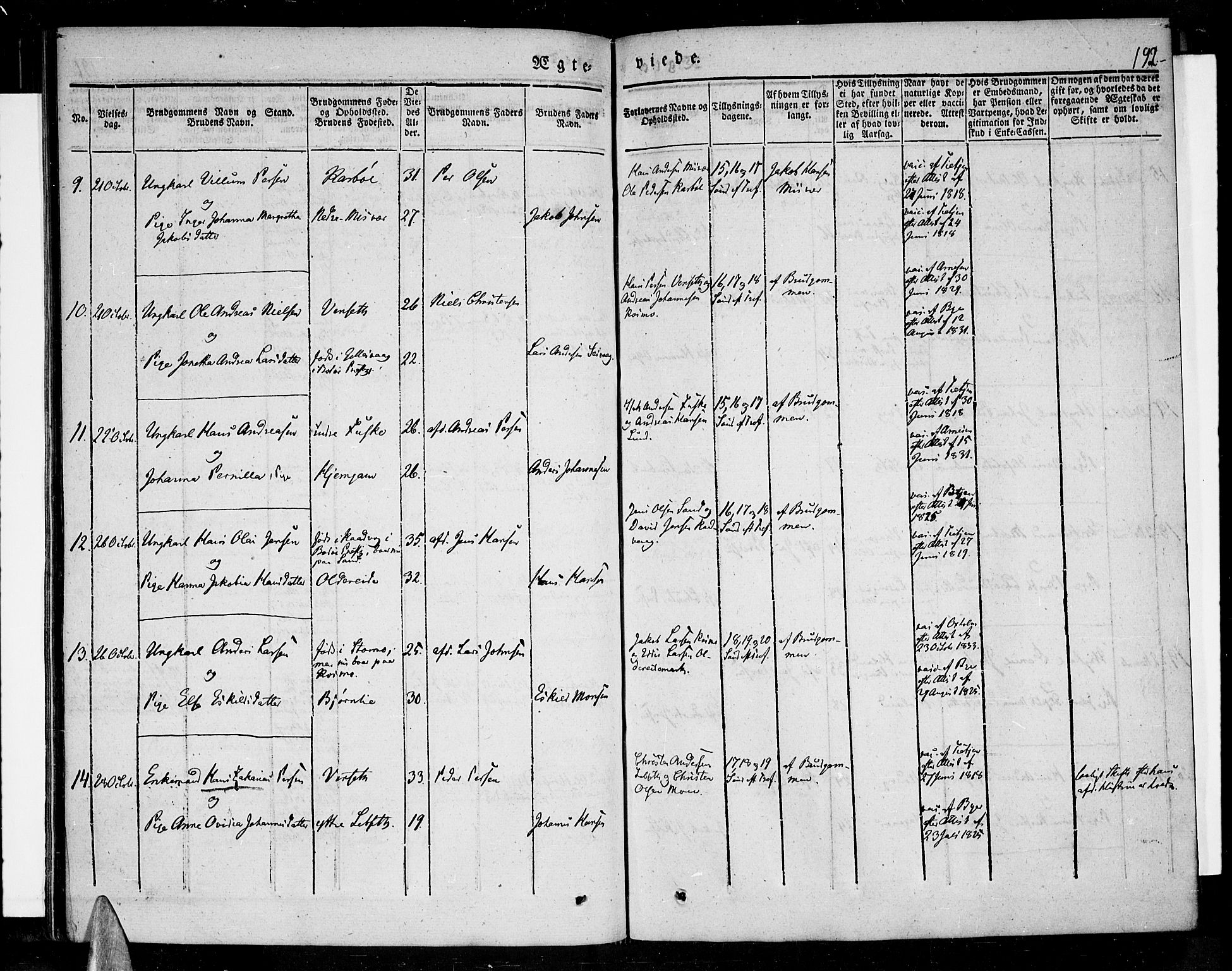 Ministerialprotokoller, klokkerbøker og fødselsregistre - Nordland, SAT/A-1459/852/L0737: Parish register (official) no. 852A07, 1833-1849, p. 192