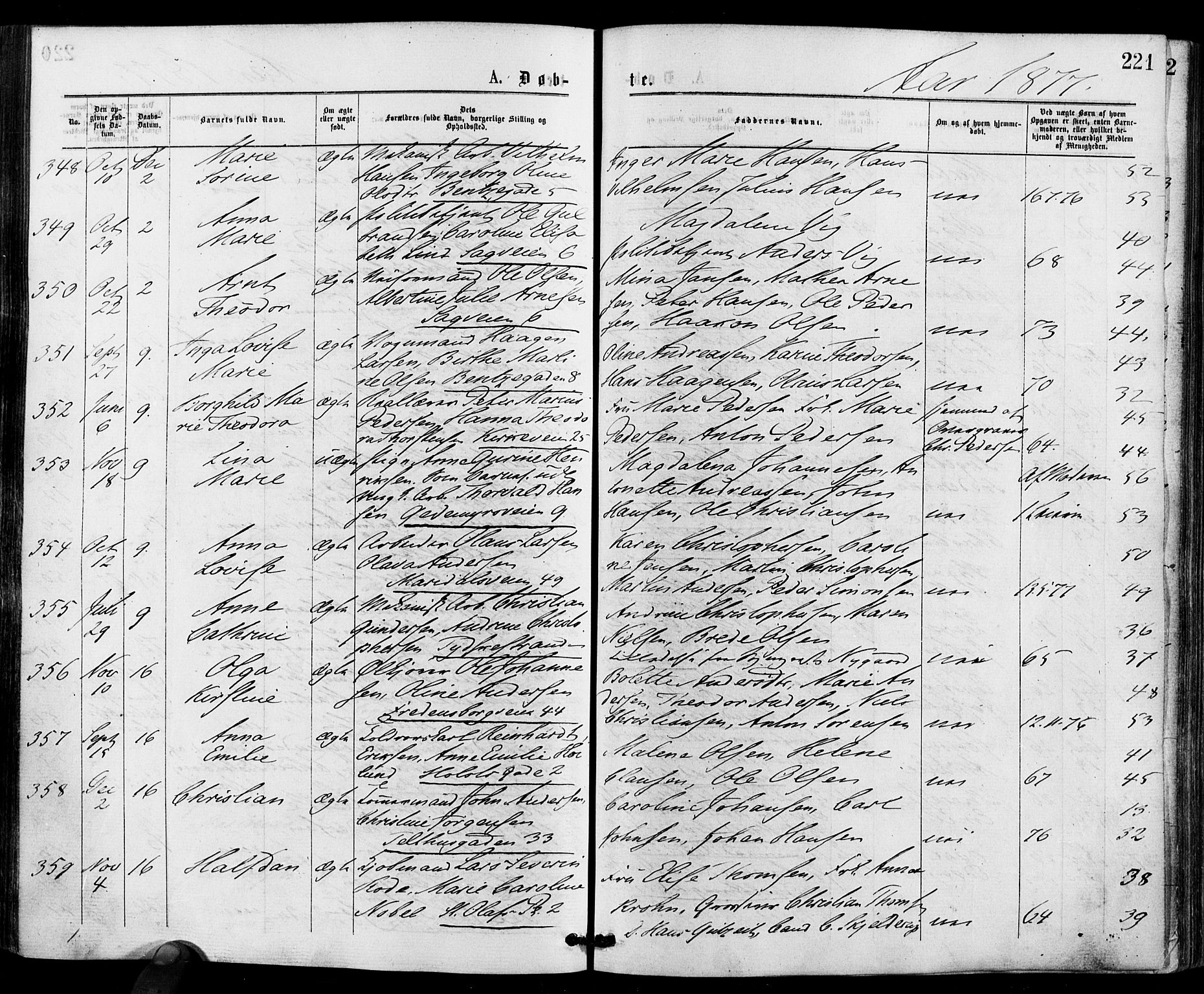 Gamle Aker prestekontor Kirkebøker, AV/SAO-A-10617a/F/L0004: Parish register (official) no. 4, 1872-1879, p. 221