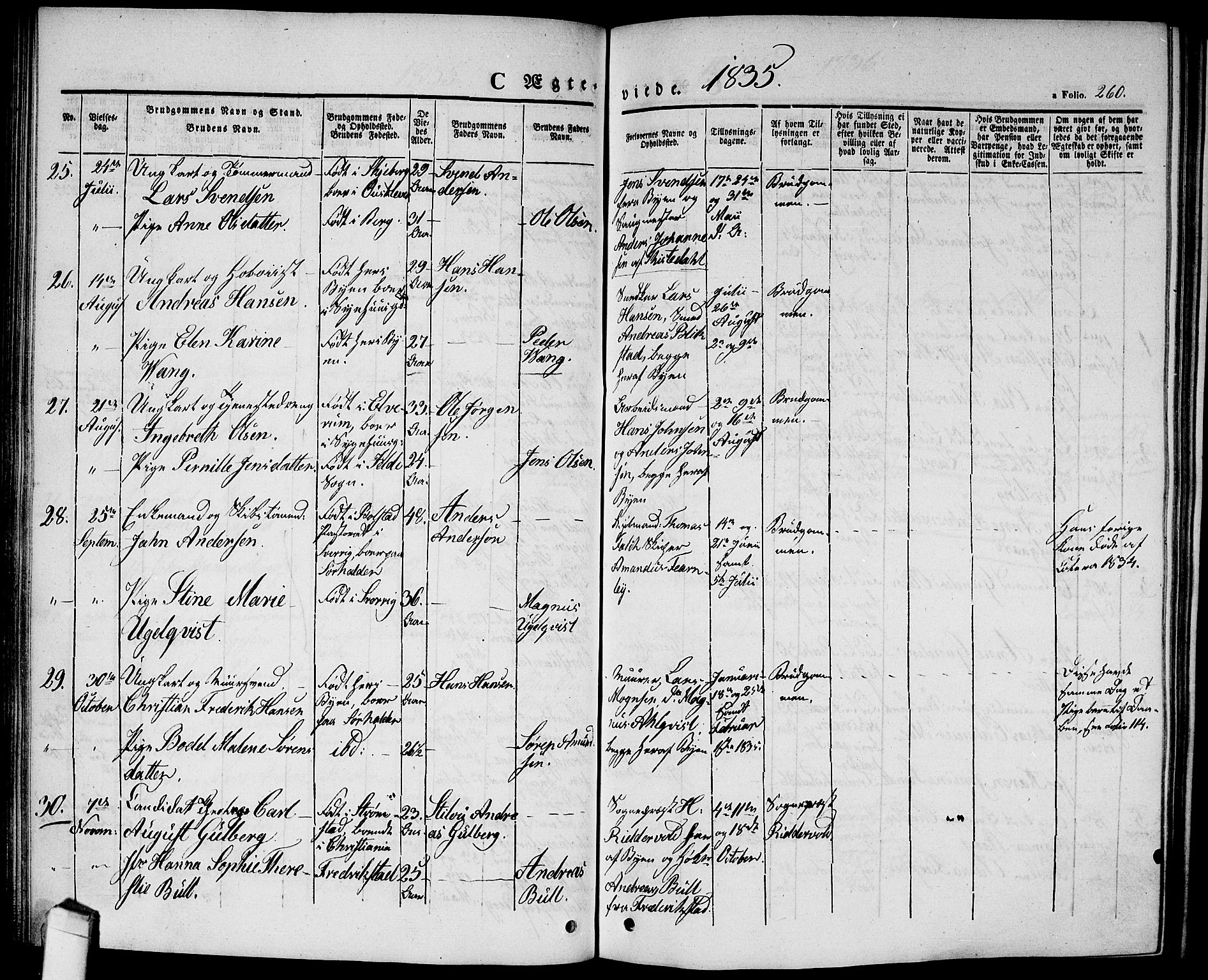 Halden prestekontor Kirkebøker, AV/SAO-A-10909/G/Ga/L0003: Parish register (copy) no. 3, 1834-1844, p. 260