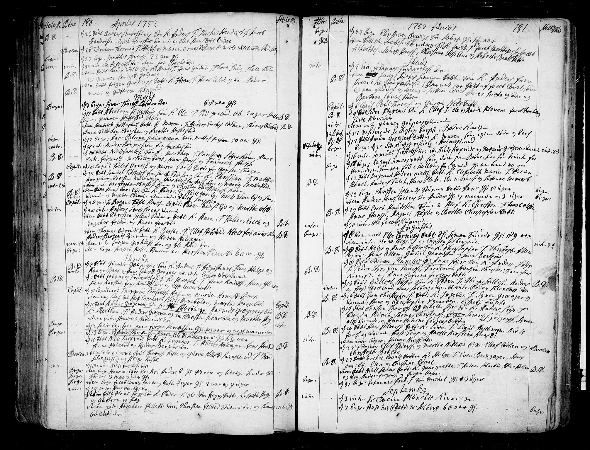 Botne kirkebøker, SAKO/A-340/F/Fa/L0001a: Parish register (official) no. I 1A, 1707-1778, p. 180-181