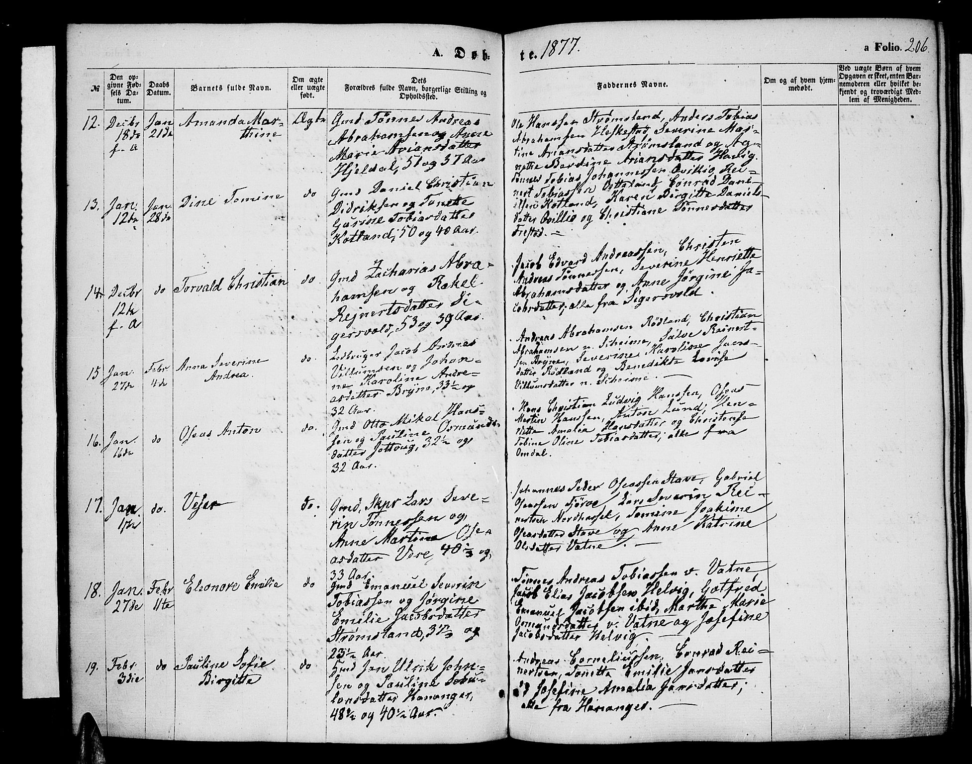 Lista sokneprestkontor, AV/SAK-1111-0027/F/Fb/L0003: Parish register (copy) no. B 3, 1862-1877, p. 206