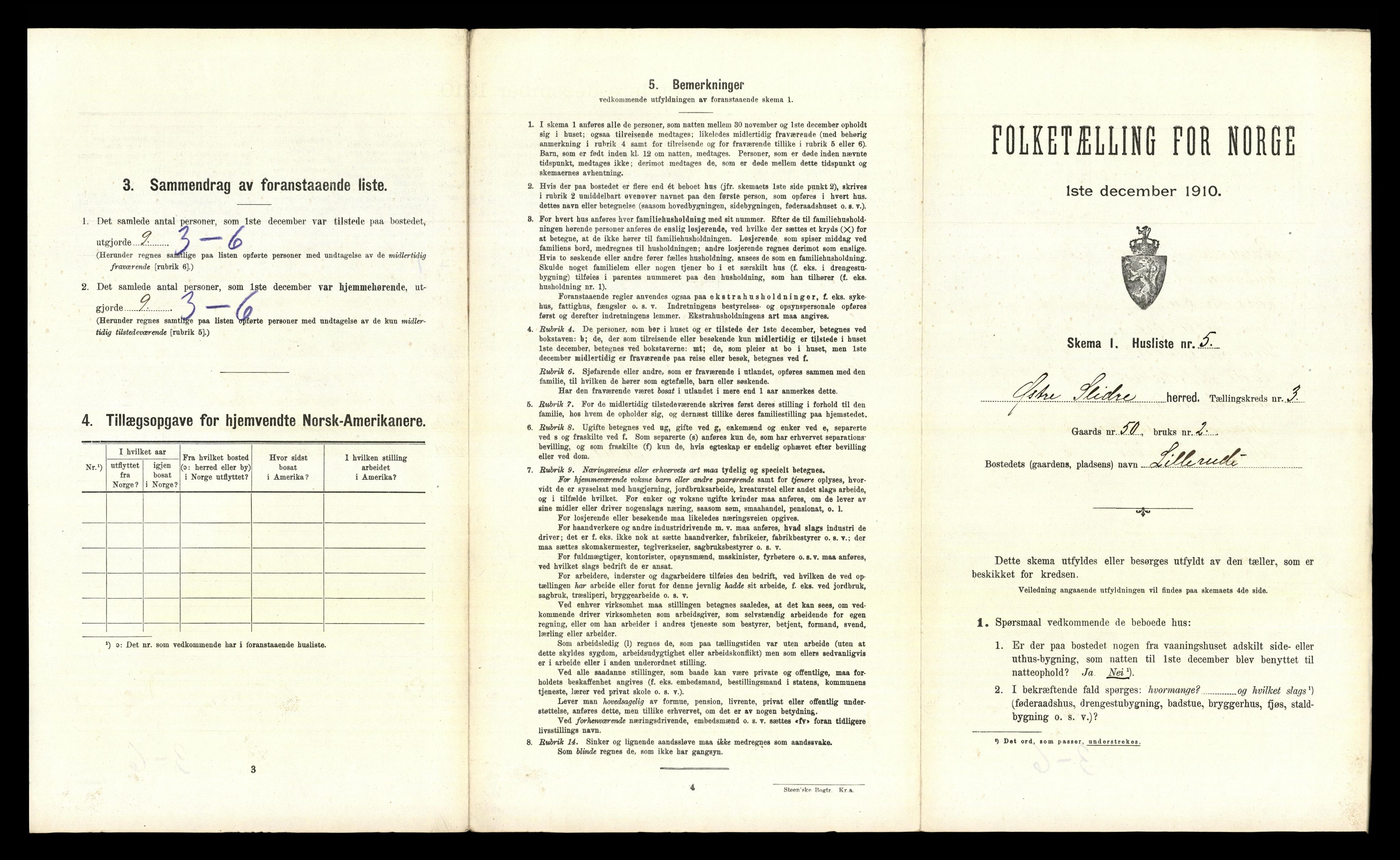 RA, 1910 census for Øystre Slidre, 1910, p. 244