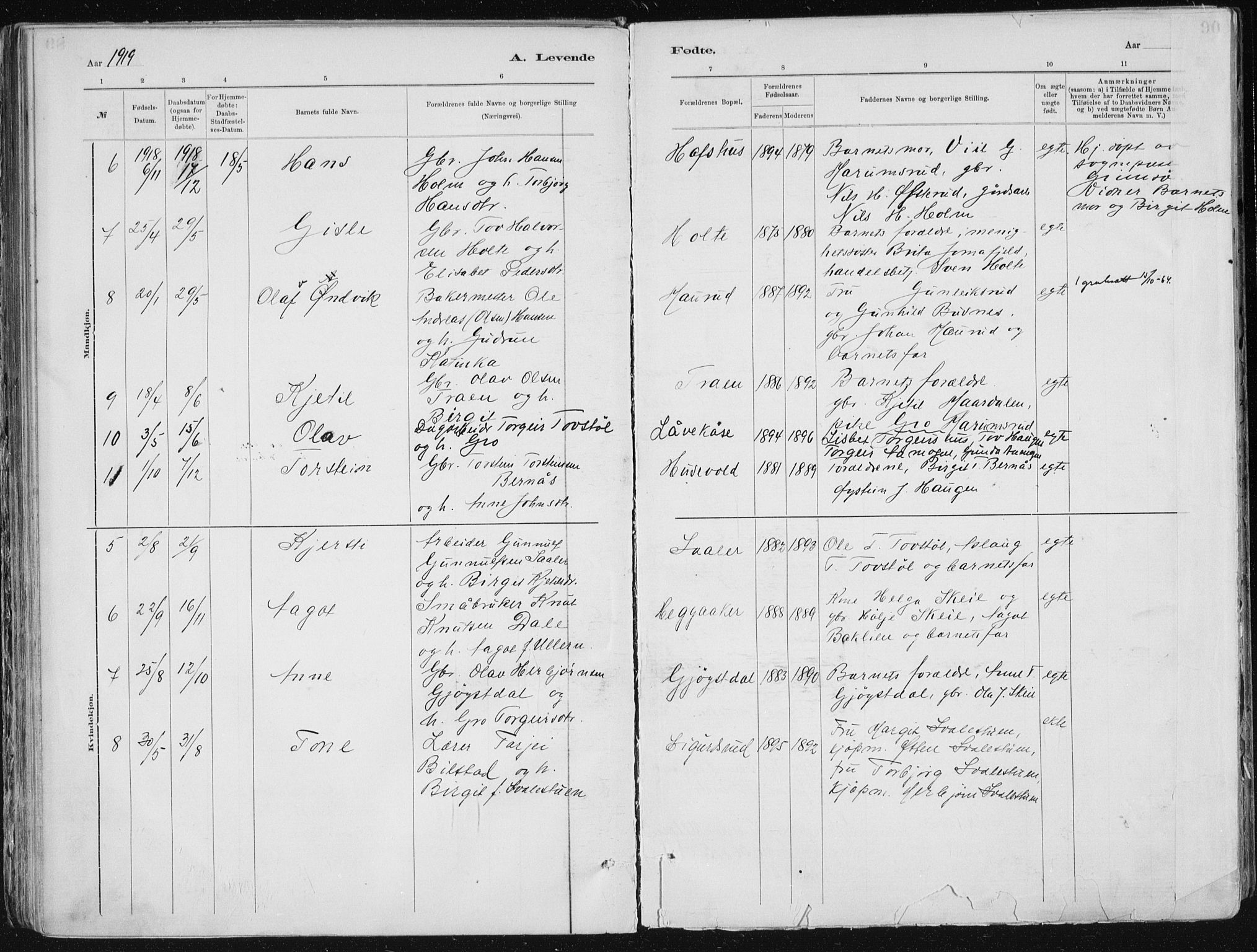 Tinn kirkebøker, AV/SAKO-A-308/F/Fa/L0007: Parish register (official) no. I 7, 1878-1922, p. 90