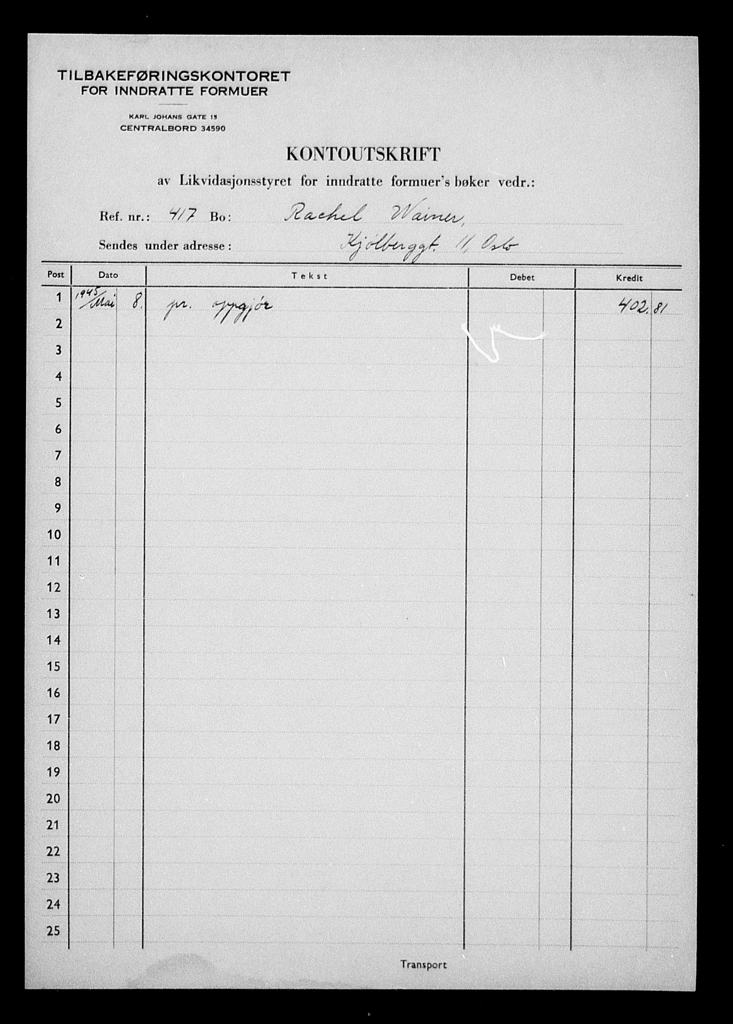 Justisdepartementet, Tilbakeføringskontoret for inndratte formuer, RA/S-1564/H/Hc/Hcc/L0985: --, 1945-1947, p. 245