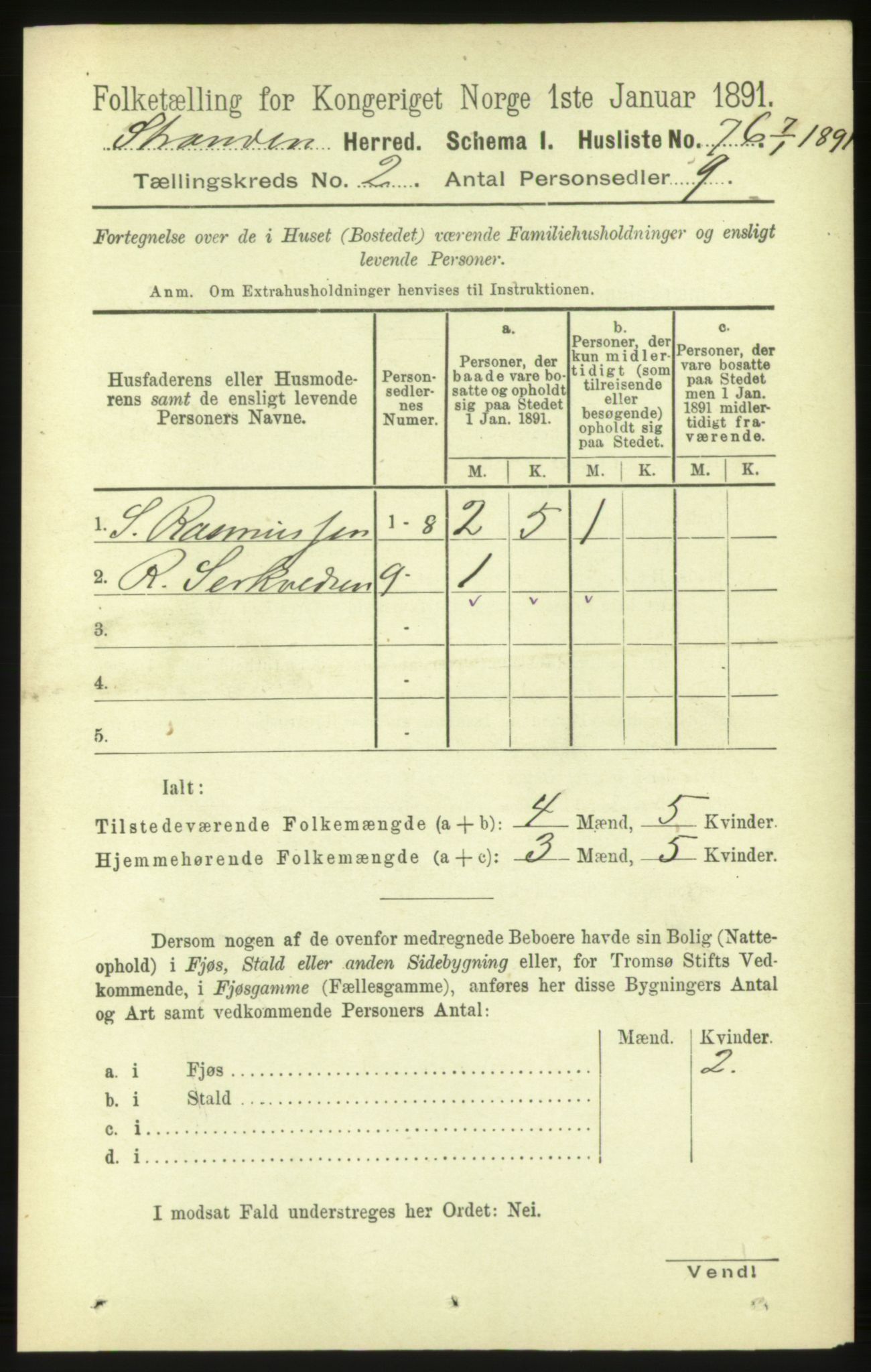 RA, 1891 census for 1525 Stranda, 1891, p. 272