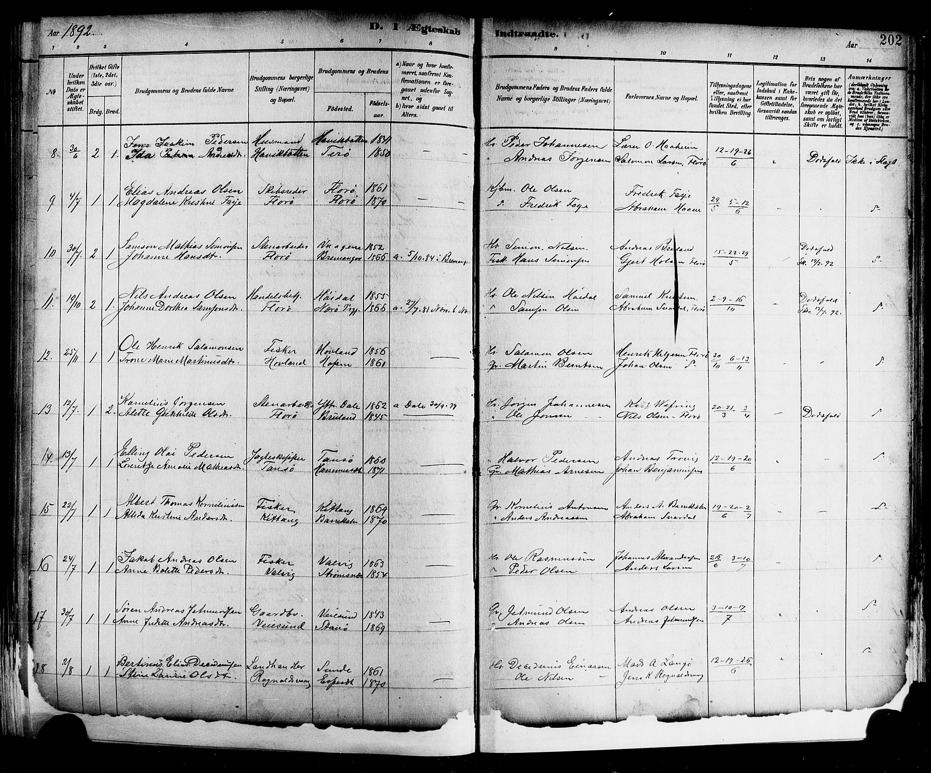 Kinn sokneprestembete, SAB/A-80801/H/Hab/Haba/L0002: Parish register (copy) no. A 2, 1882-1906, p. 202