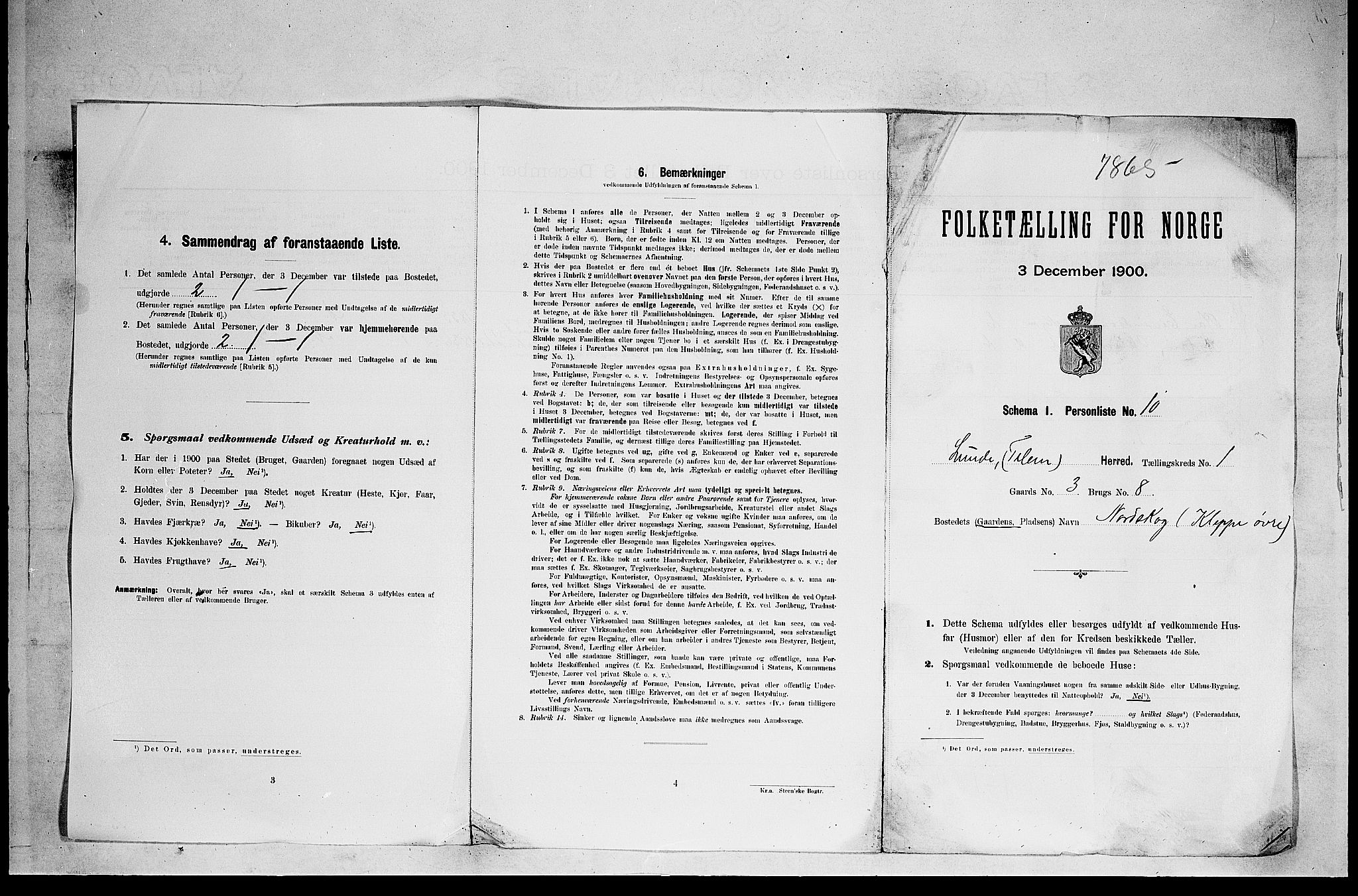 SAKO, 1900 census for Lunde, 1900, p. 28