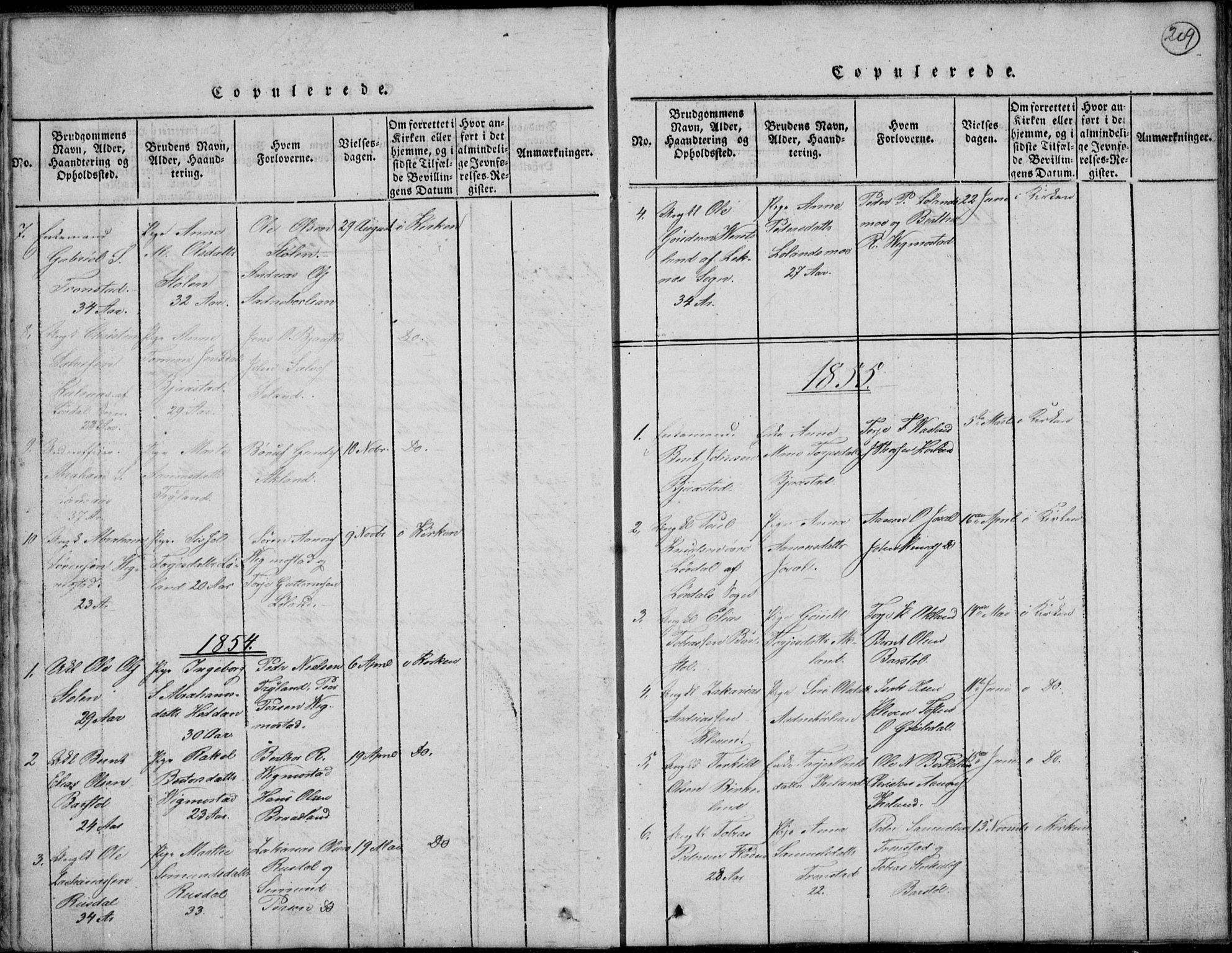 Nord-Audnedal sokneprestkontor, AV/SAK-1111-0032/F/Fb/Fbb/L0001: Parish register (copy) no. B 1, 1816-1858, p. 209