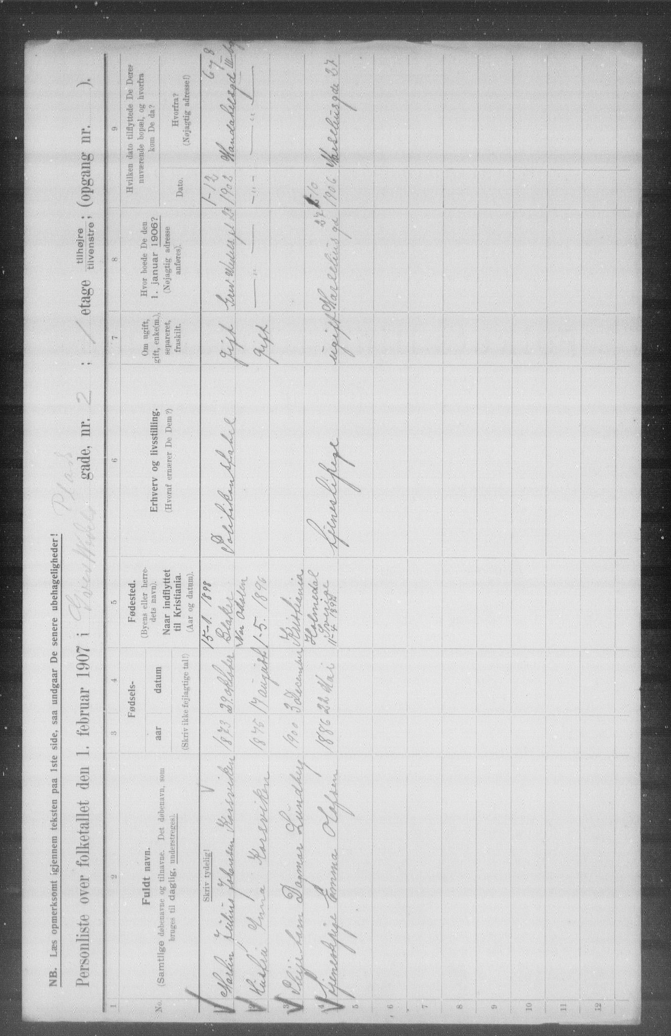 OBA, Municipal Census 1907 for Kristiania, 1907, p. 15181