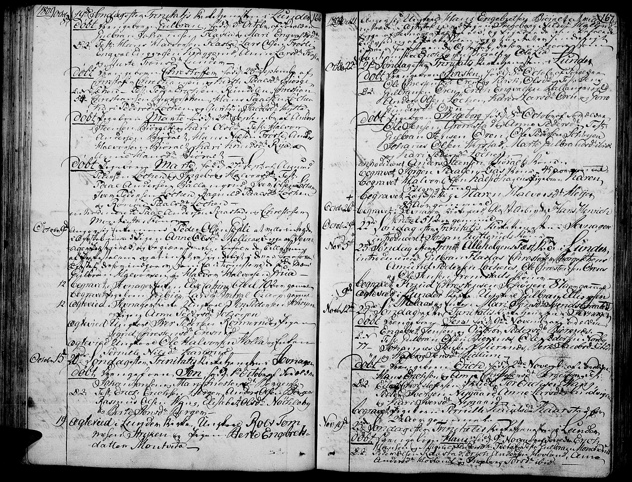 Jevnaker prestekontor, AV/SAH-PREST-116/H/Ha/Haa/L0004: Parish register (official) no. 4, 1800-1861, p. 166-167