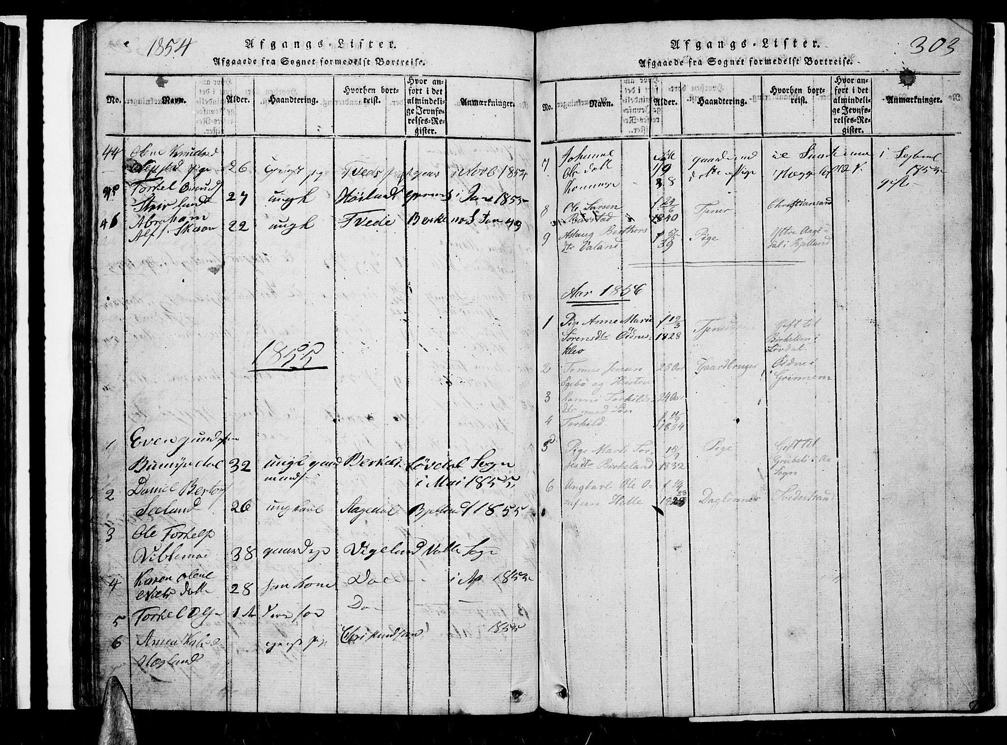 Nord-Audnedal sokneprestkontor, AV/SAK-1111-0032/F/Fb/Fba/L0001: Parish register (copy) no. B 1, 1815-1856, p. 303