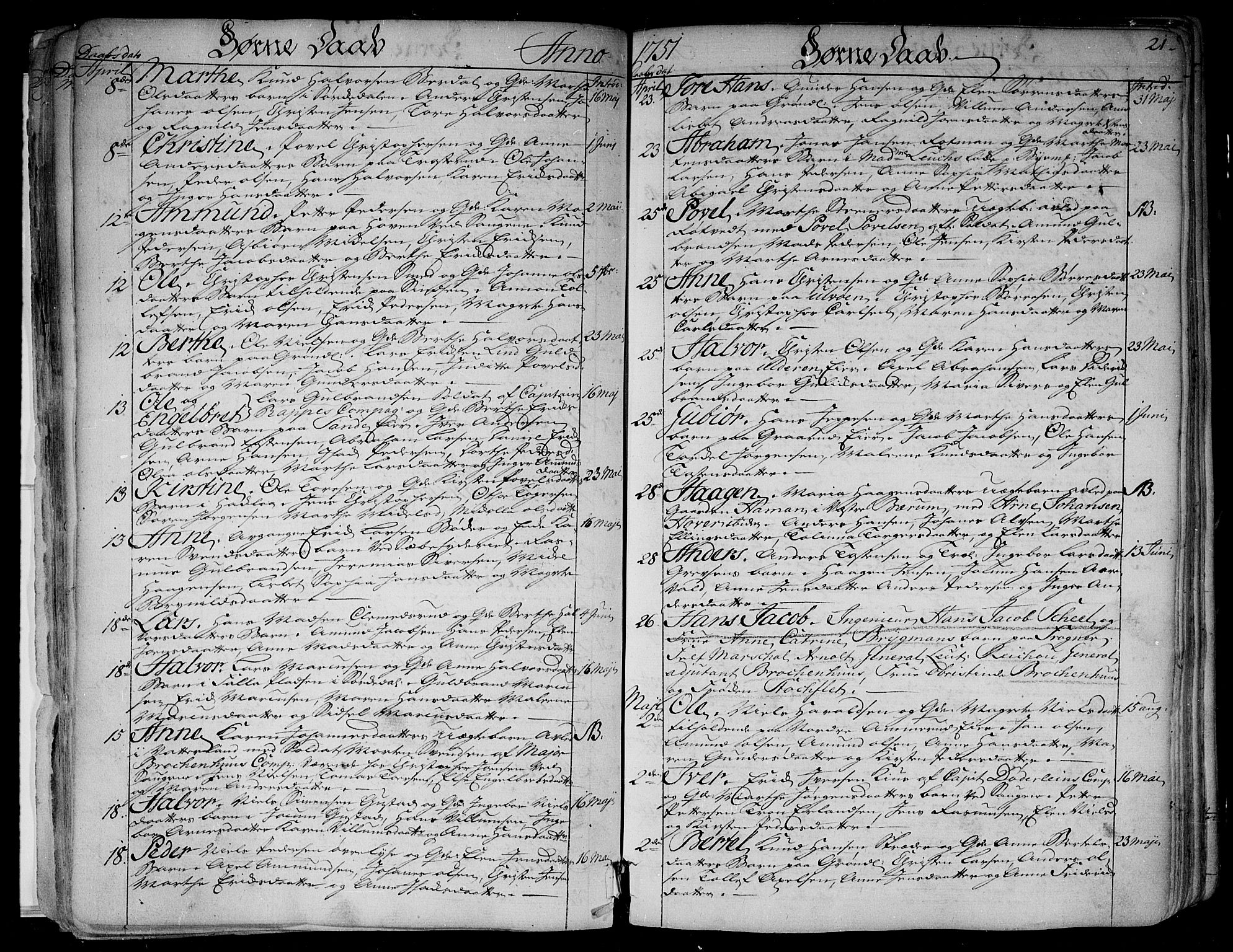 Aker prestekontor kirkebøker, SAO/A-10861/F/L0008: Parish register (official) no. 8, 1749-1765, p. 21