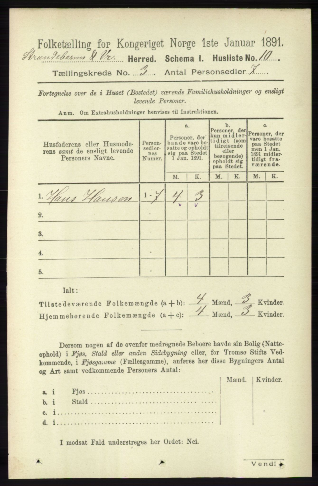 RA, 1891 census for 1226 Strandebarm og Varaldsøy, 1891, p. 1045