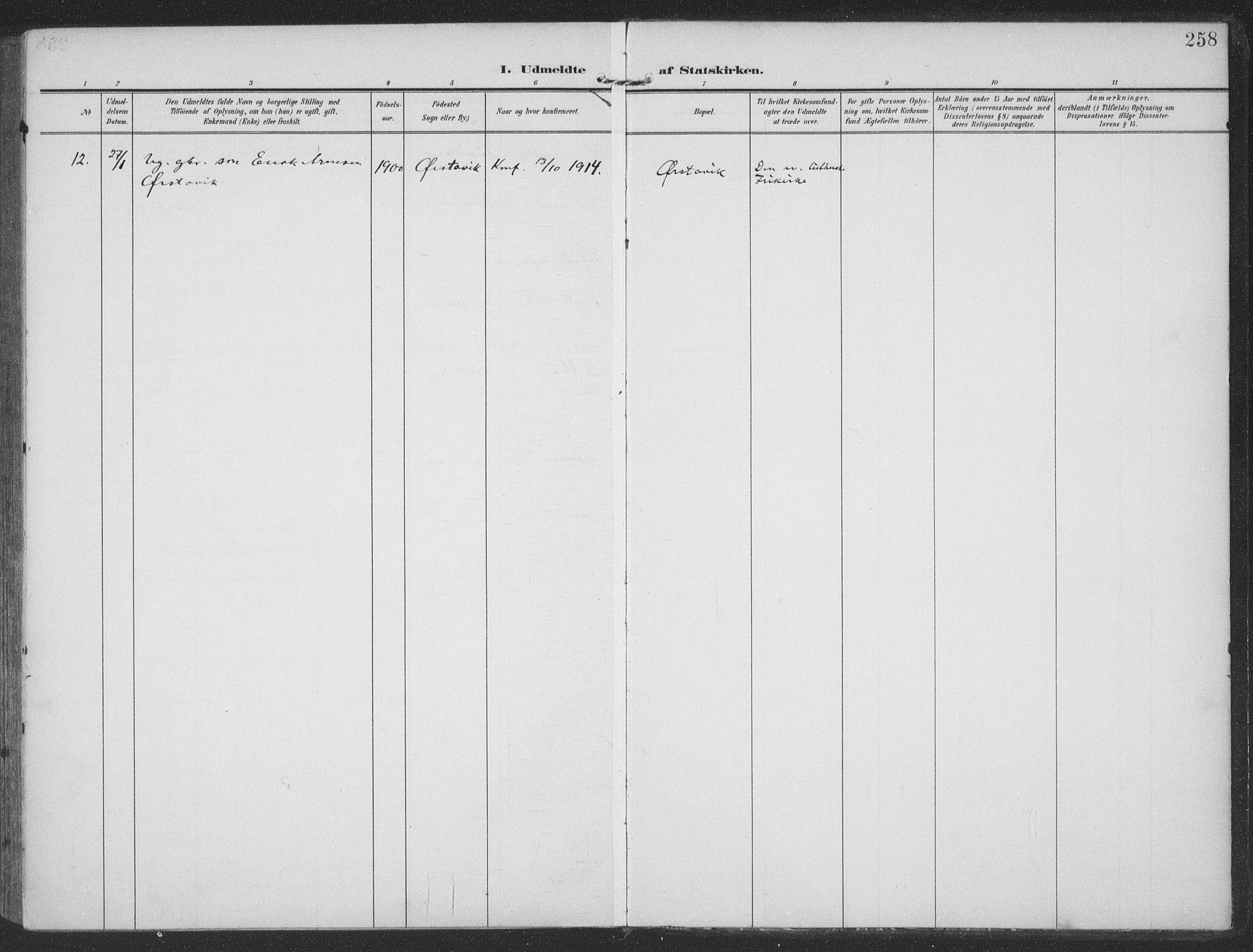 Ministerialprotokoller, klokkerbøker og fødselsregistre - Møre og Romsdal, AV/SAT-A-1454/513/L0178: Parish register (official) no. 513A05, 1906-1919, p. 258