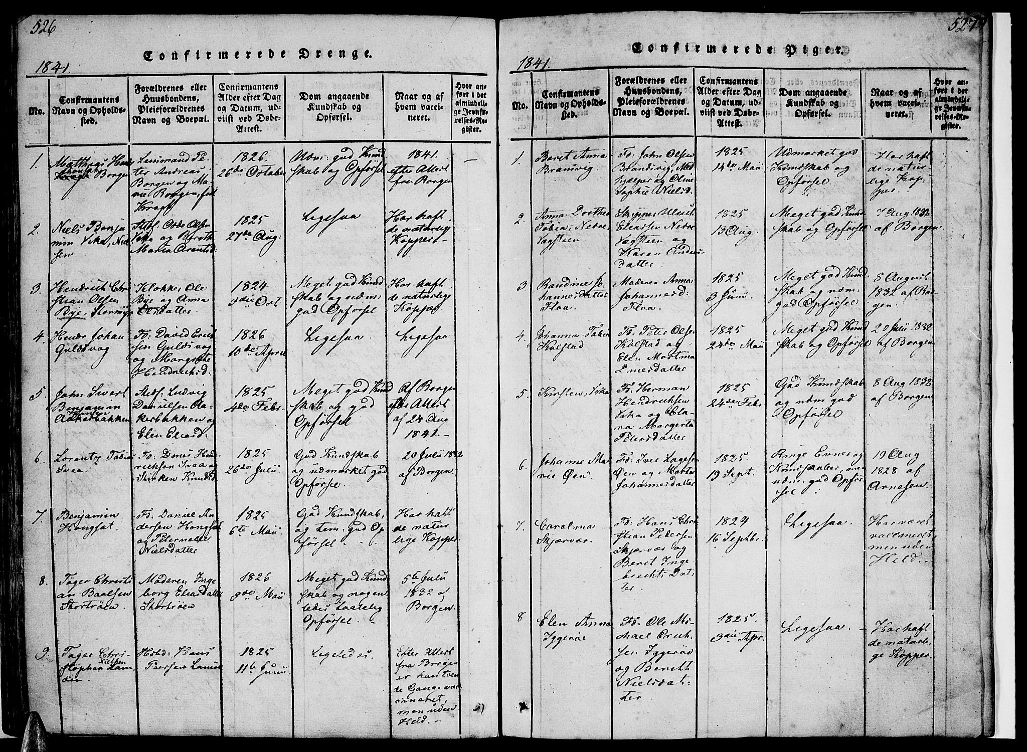 Ministerialprotokoller, klokkerbøker og fødselsregistre - Nordland, AV/SAT-A-1459/816/L0239: Parish register (official) no. 816A05, 1820-1845, p. 526-527