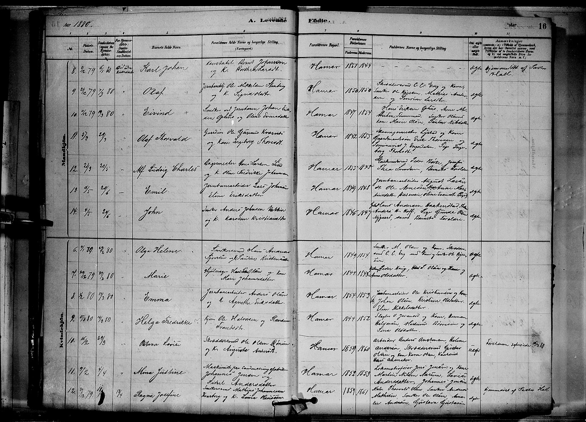 Vang prestekontor, Hedmark, AV/SAH-PREST-008/H/Ha/Hab/L0012: Parish register (copy) no. 12, 1878-1889, p. 16