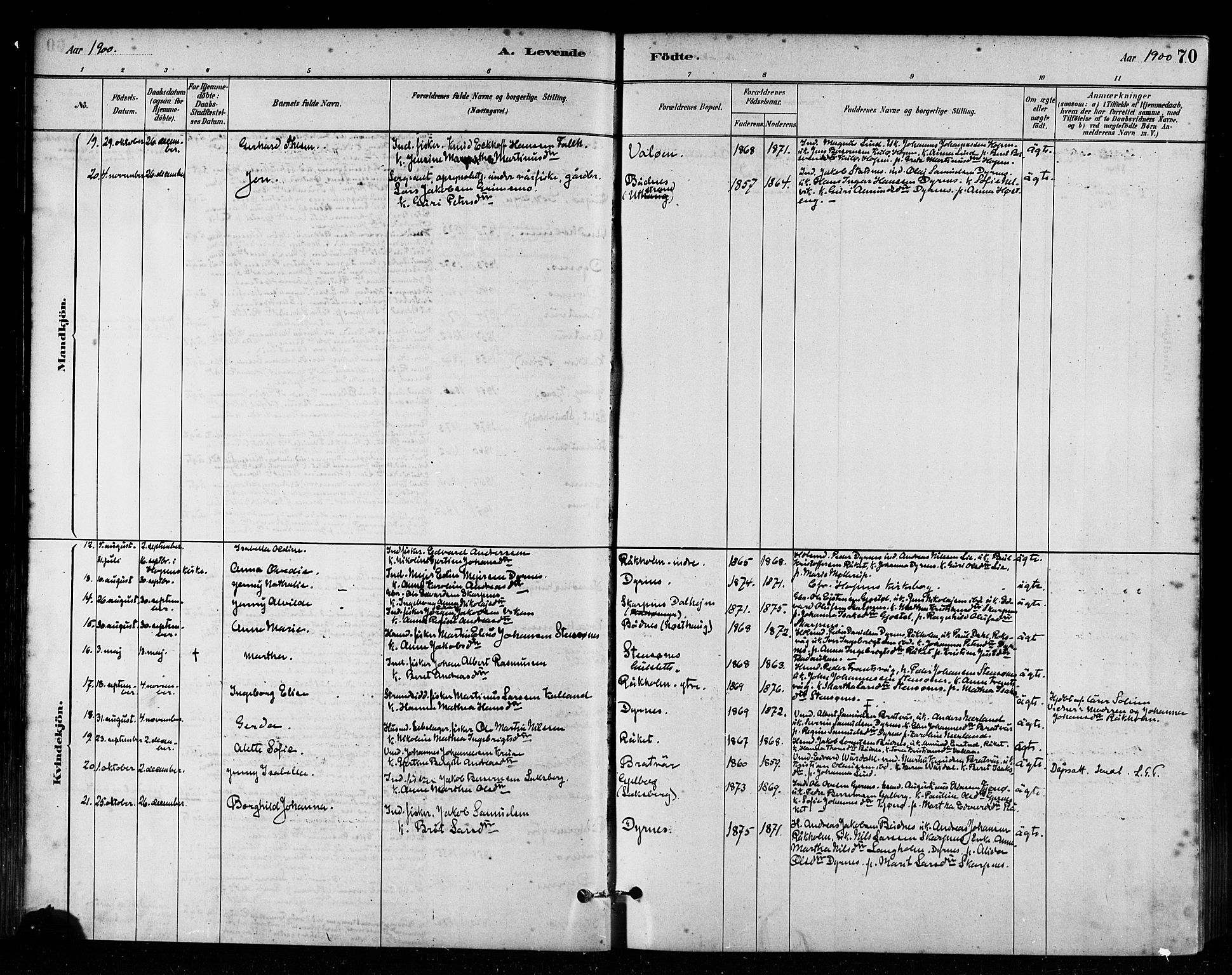 Ministerialprotokoller, klokkerbøker og fødselsregistre - Møre og Romsdal, AV/SAT-A-1454/582/L0947: Parish register (official) no. 582A01, 1880-1900, p. 70