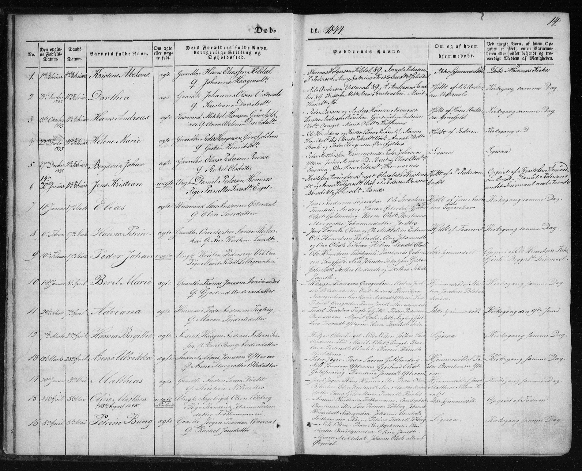 Ministerialprotokoller, klokkerbøker og fødselsregistre - Nordland, SAT/A-1459/827/L0391: Parish register (official) no. 827A03, 1842-1852, p. 14