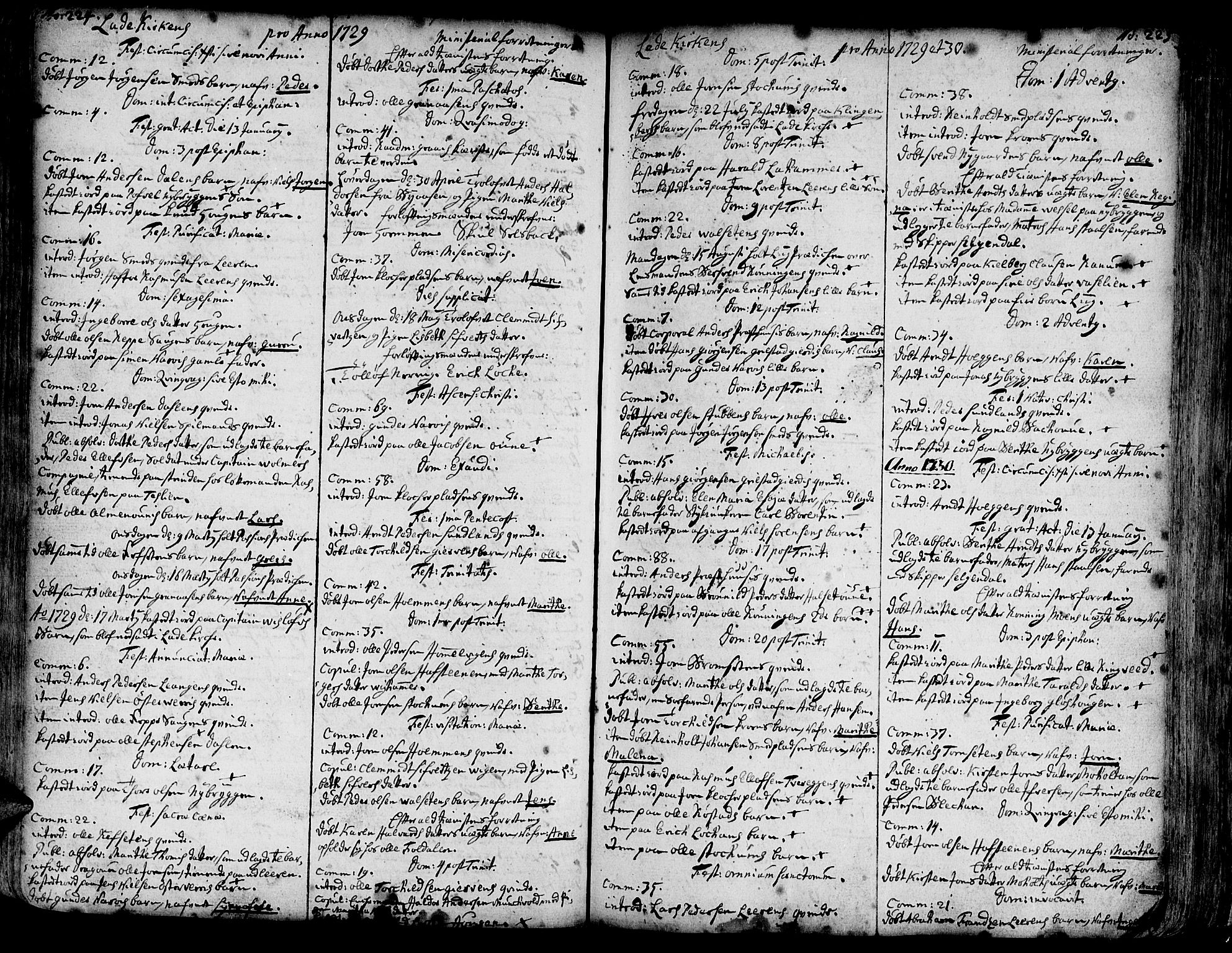Ministerialprotokoller, klokkerbøker og fødselsregistre - Sør-Trøndelag, SAT/A-1456/606/L0275: Parish register (official) no. 606A01 /1, 1727-1780, p. 224-225