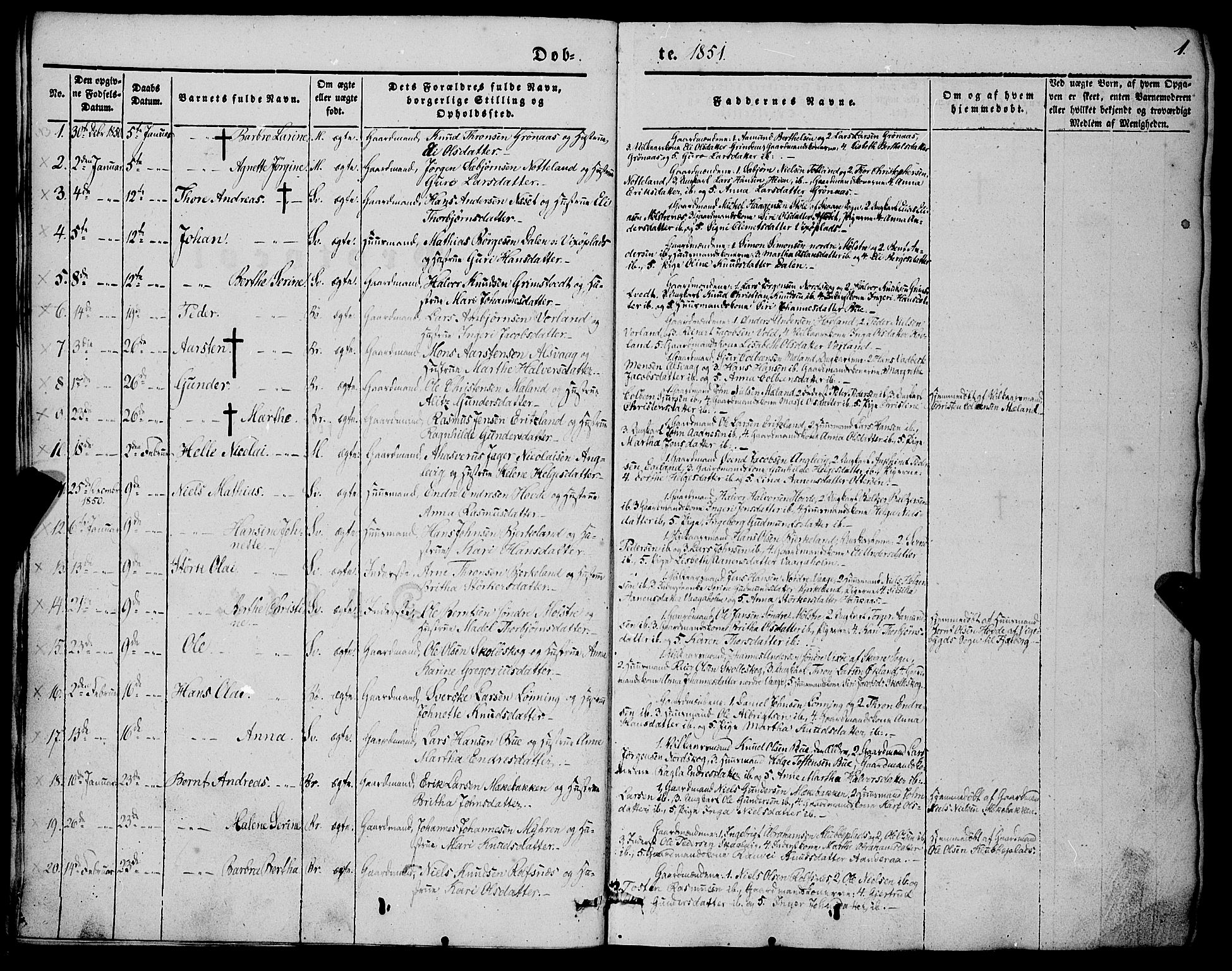 Finnås sokneprestembete, AV/SAB-A-99925/H/Ha/Haa/Haaa/L0007: Parish register (official) no. A 7, 1850-1862, p. 1