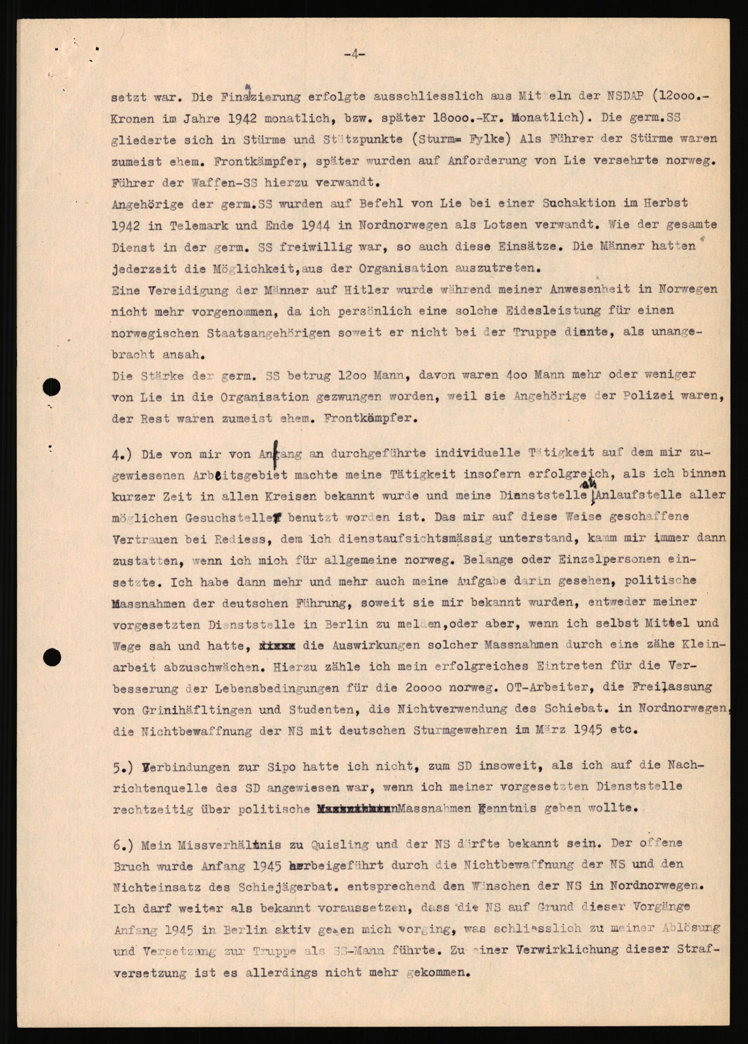 Forsvaret, Forsvarets overkommando II, RA/RAFA-3915/D/Db/L0020: CI Questionaires. Tyske okkupasjonsstyrker i Norge. Tyskere., 1945-1946, p. 42