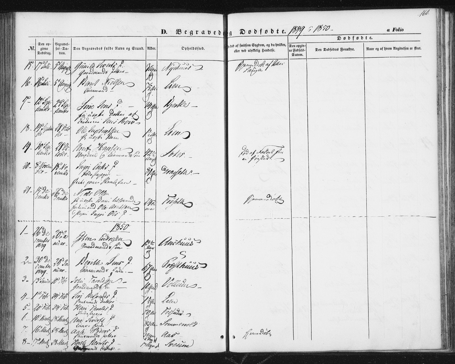 Ministerialprotokoller, klokkerbøker og fødselsregistre - Sør-Trøndelag, SAT/A-1456/689/L1038: Parish register (official) no. 689A03, 1848-1872, p. 160