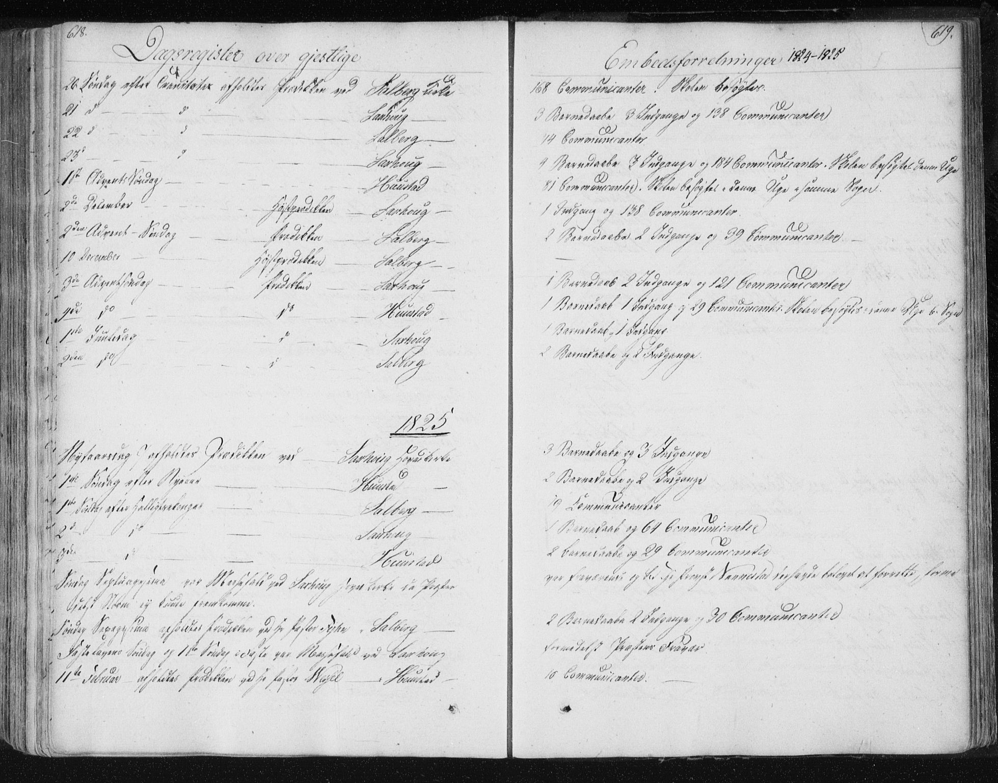Ministerialprotokoller, klokkerbøker og fødselsregistre - Nord-Trøndelag, SAT/A-1458/730/L0276: Parish register (official) no. 730A05, 1822-1830, p. 618-619