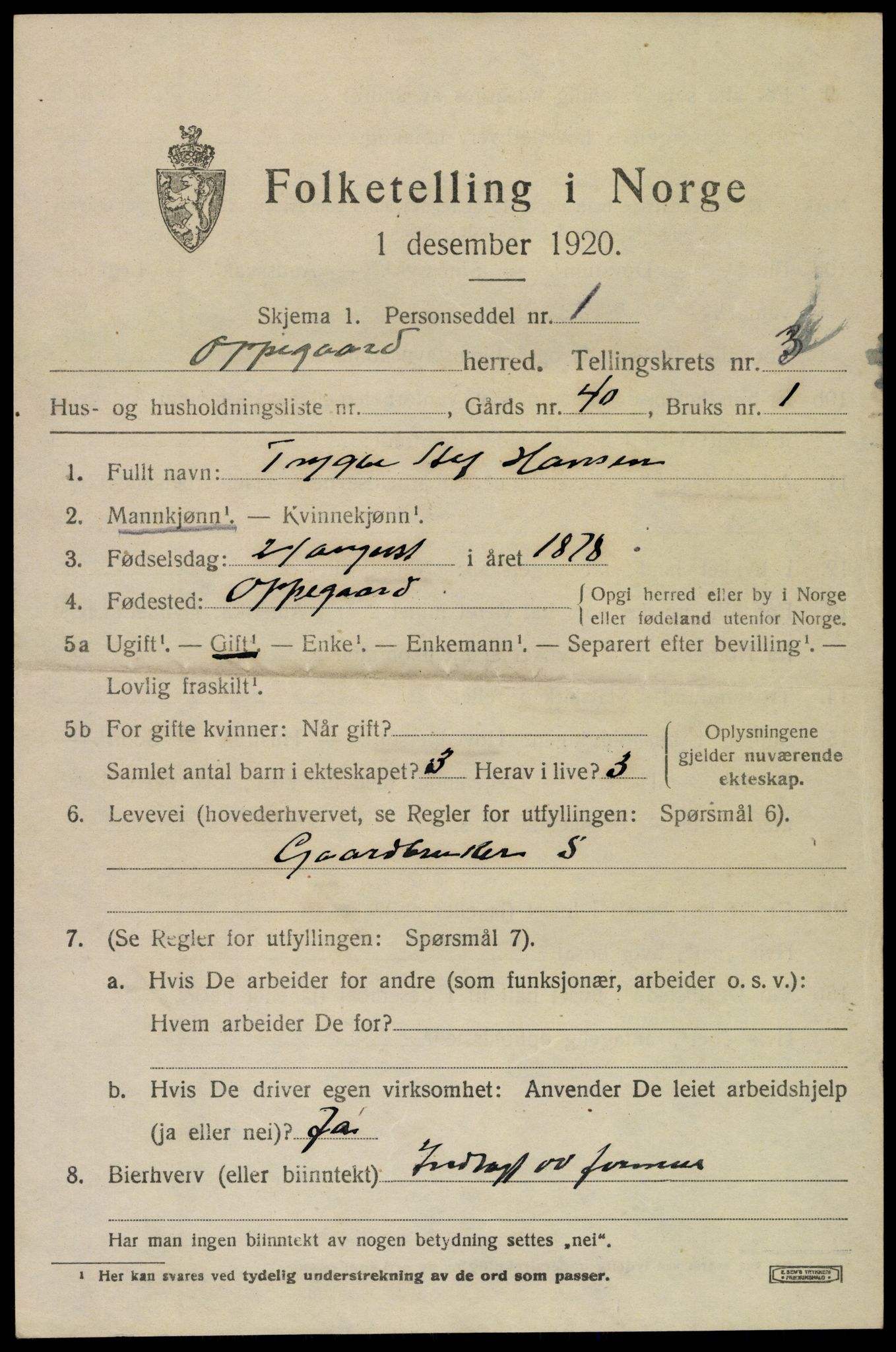 SAO, 1920 census for Oppegård, 1920, p. 4693
