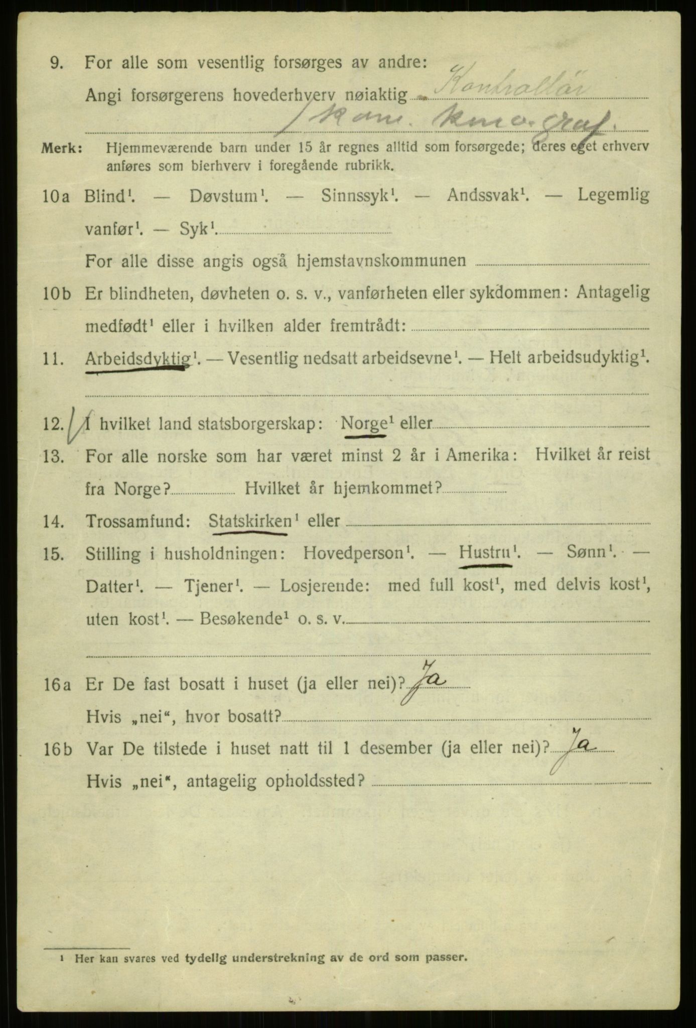 SAB, 1920 census for Bergen, 1920, p. 247416