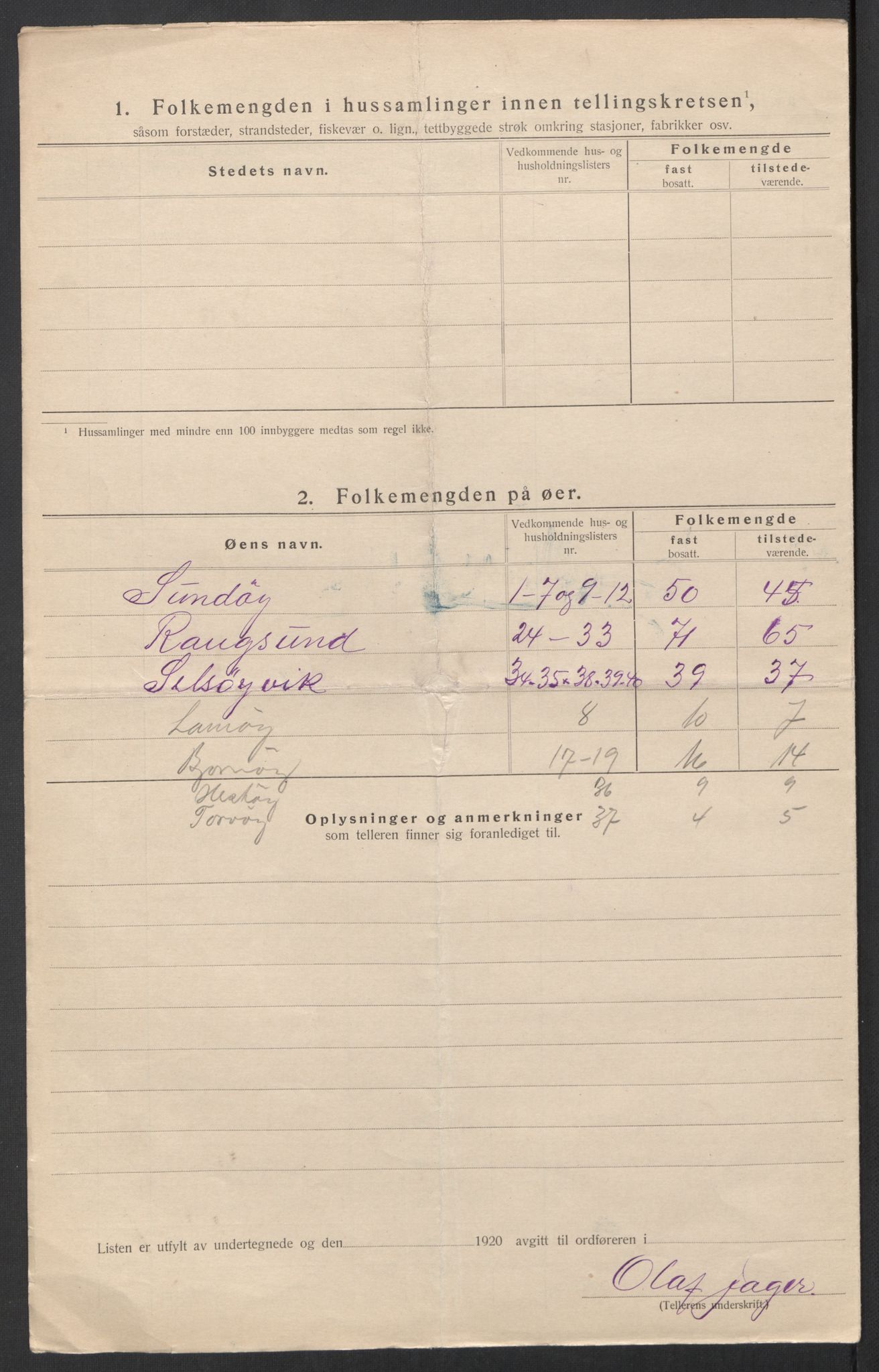 SAT, 1920 census for Rødøy, 1920, p. 11