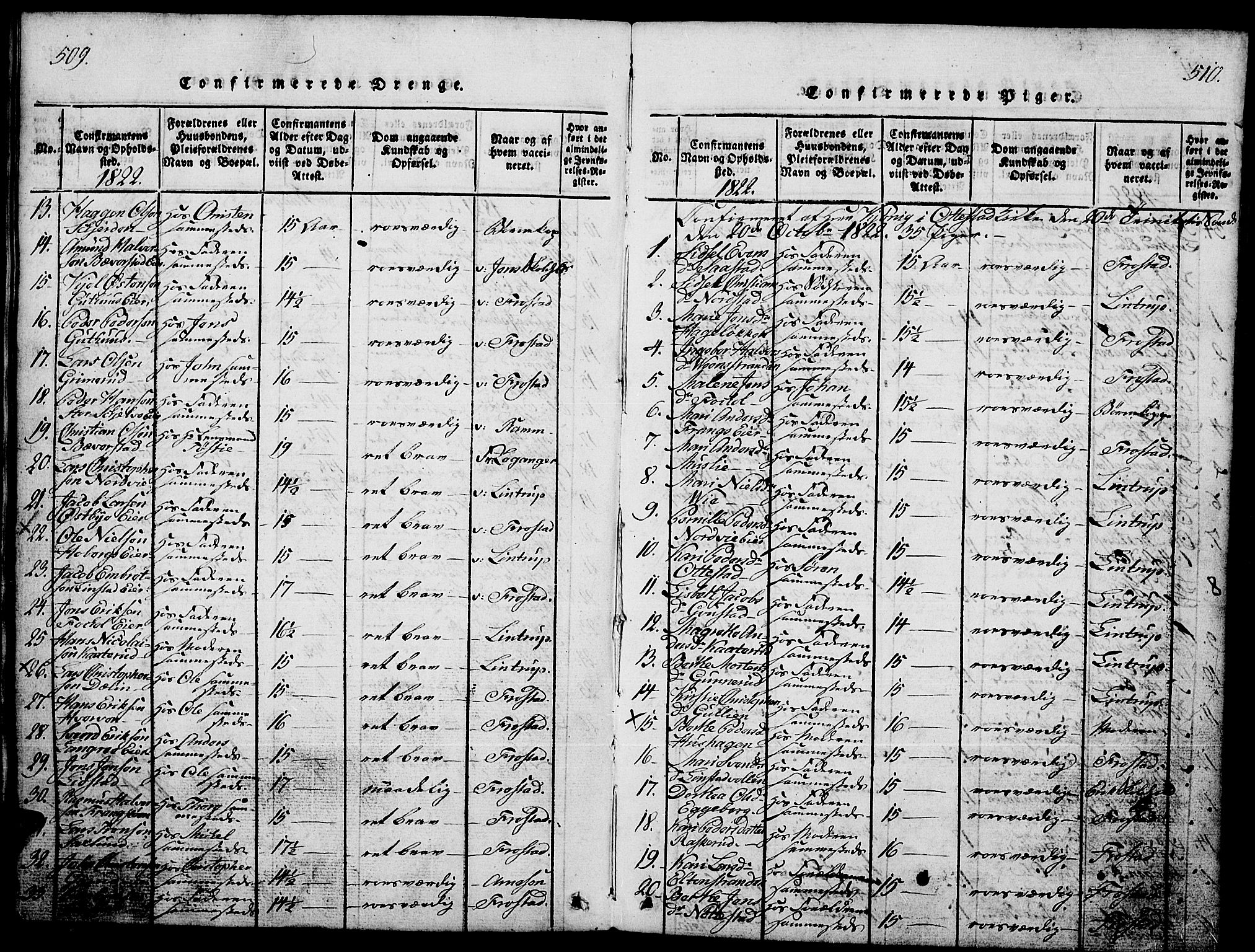 Stange prestekontor, AV/SAH-PREST-002/L/L0001: Parish register (copy) no. 1, 1814-1825, p. 509-510