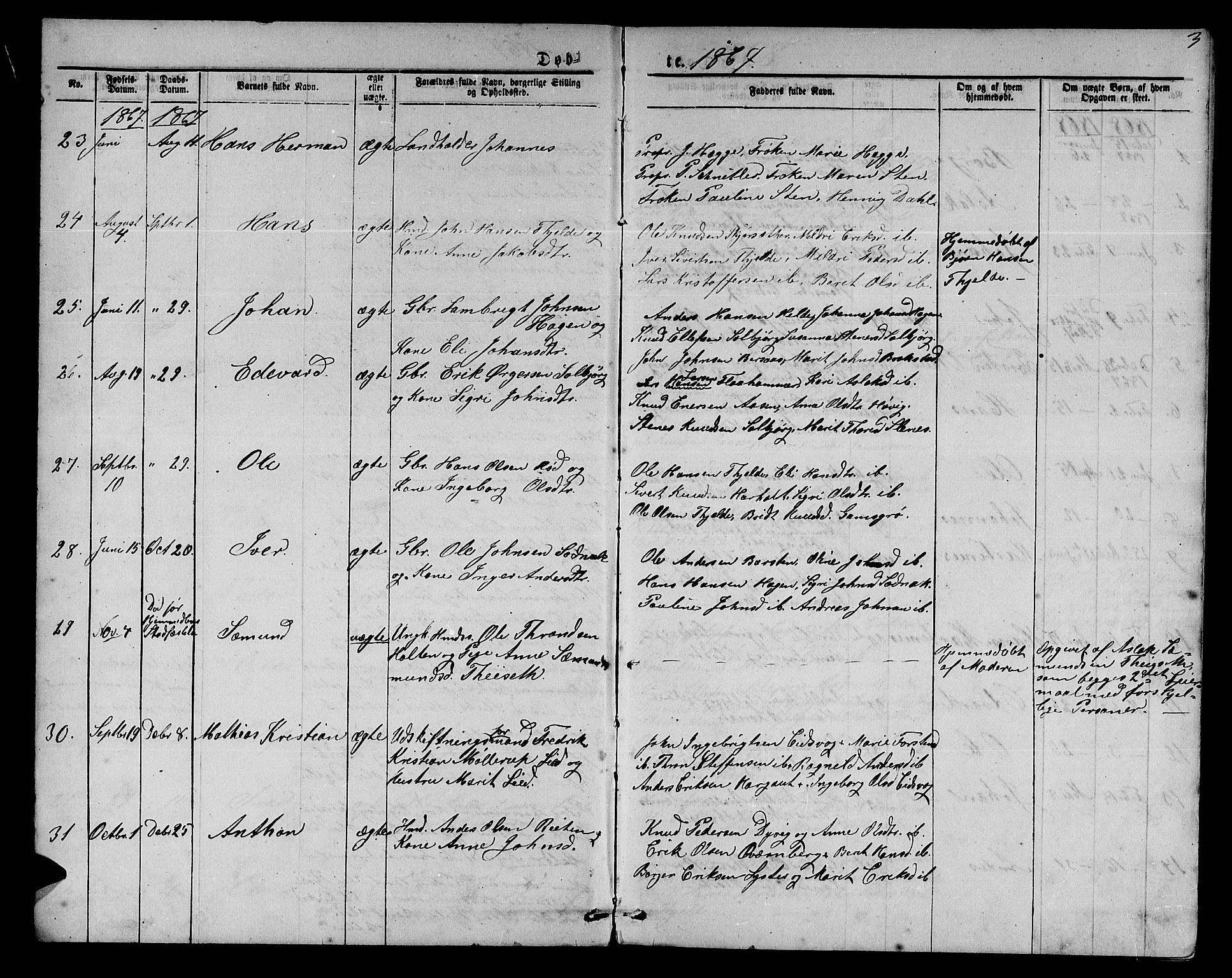 Ministerialprotokoller, klokkerbøker og fødselsregistre - Møre og Romsdal, AV/SAT-A-1454/551/L0630: Parish register (copy) no. 551C02, 1867-1885, p. 3