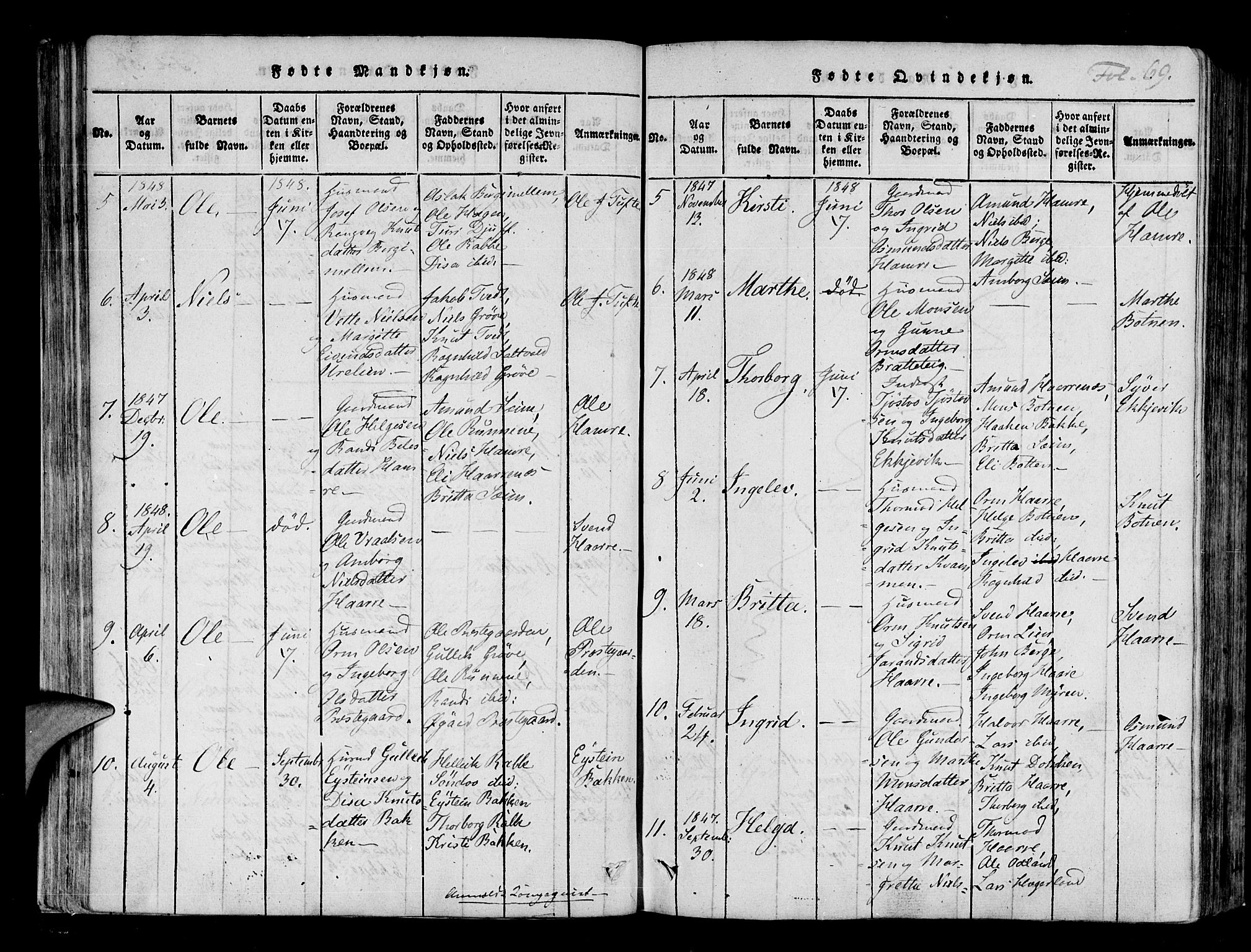 Røldal sokneprestembete, AV/SAB-A-100247: Parish register (official) no. A 2, 1817-1856, p. 69