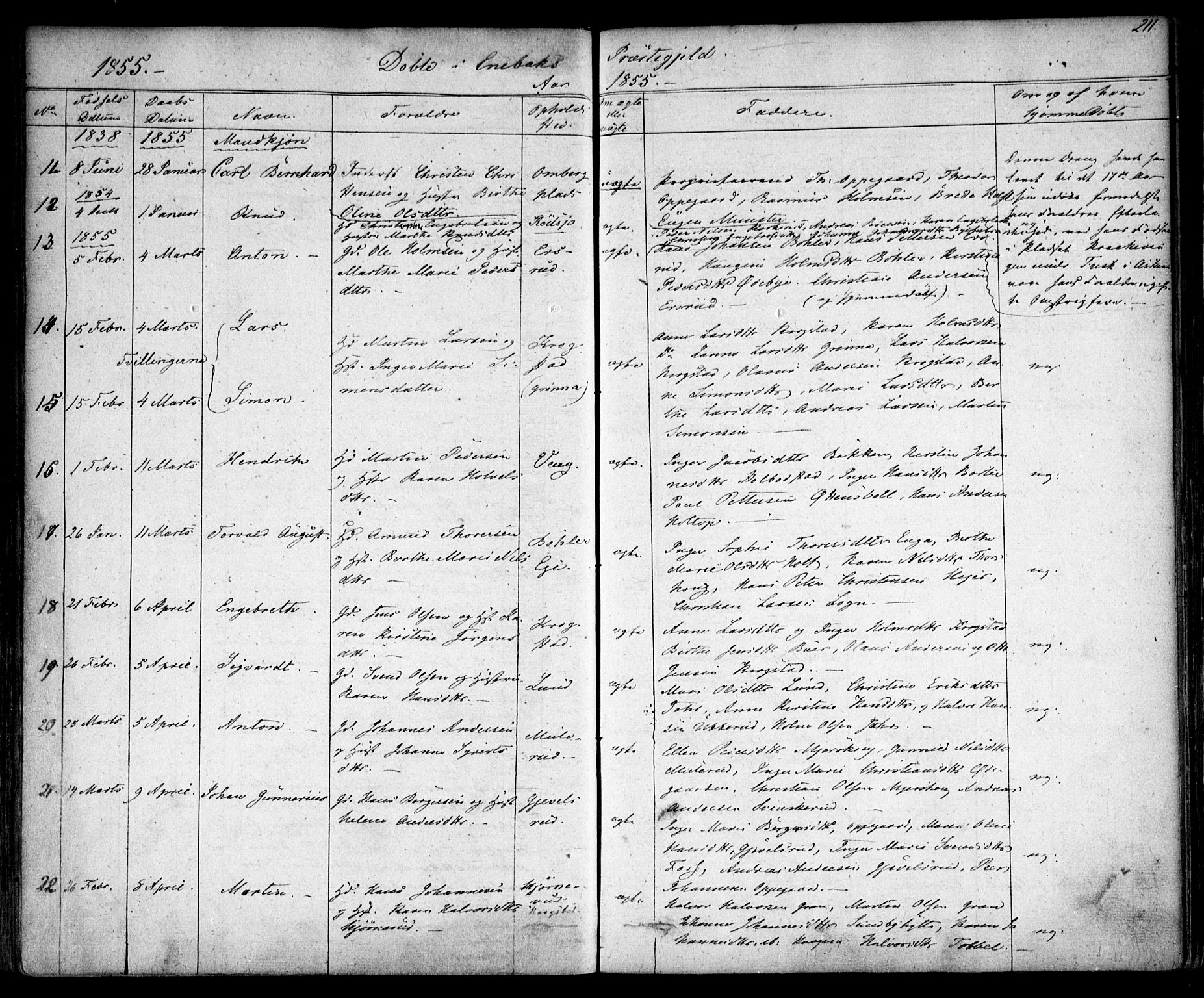 Enebakk prestekontor Kirkebøker, SAO/A-10171c/F/Fa/L0009: Parish register (official) no. I 9, 1832-1861, p. 211