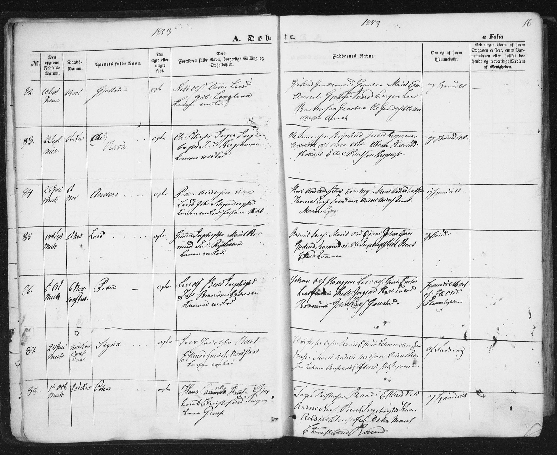 Ministerialprotokoller, klokkerbøker og fødselsregistre - Sør-Trøndelag, AV/SAT-A-1456/691/L1076: Parish register (official) no. 691A08, 1852-1861, p. 16