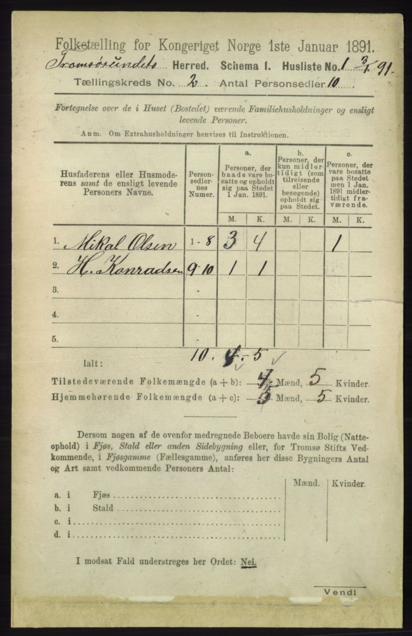 RA, 1891 census for 1934 Tromsøysund, 1891, p. 513