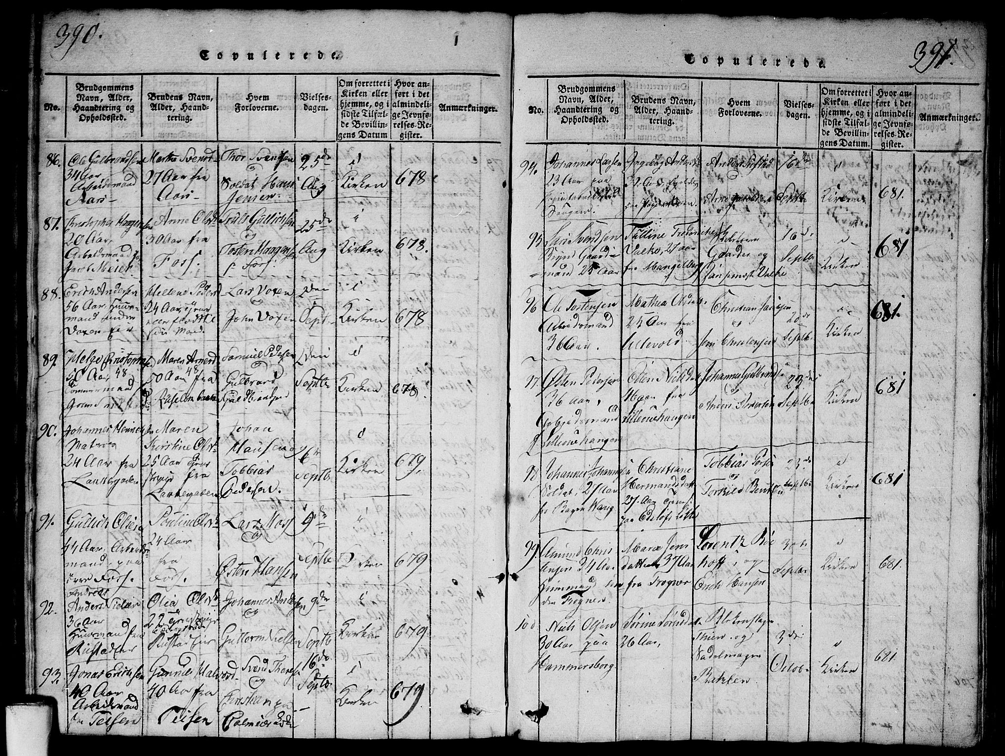 Aker prestekontor kirkebøker, AV/SAO-A-10861/G/L0002: Parish register (copy) no. 2, 1815-1819, p. 390-391