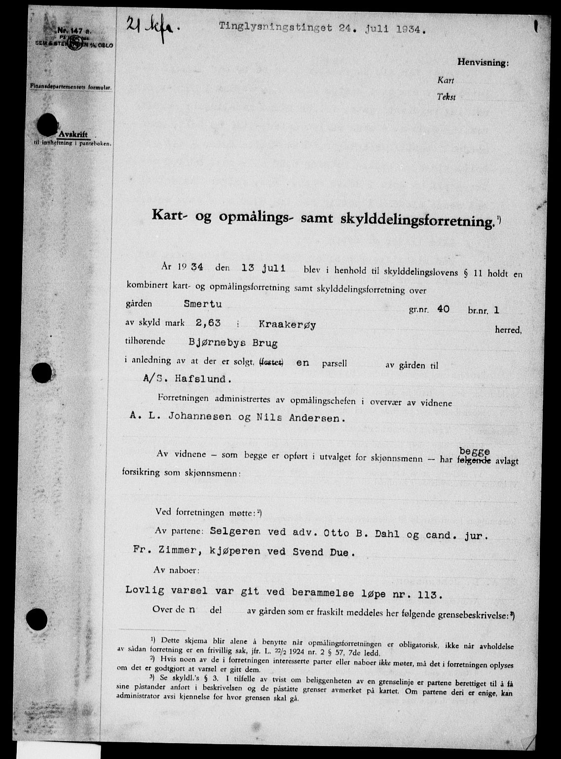 Onsøy sorenskriveri, SAO/A-10474/G/Ga/Gaa/L0075: Mortgage book no. I 75, 1934-1934, p. 1