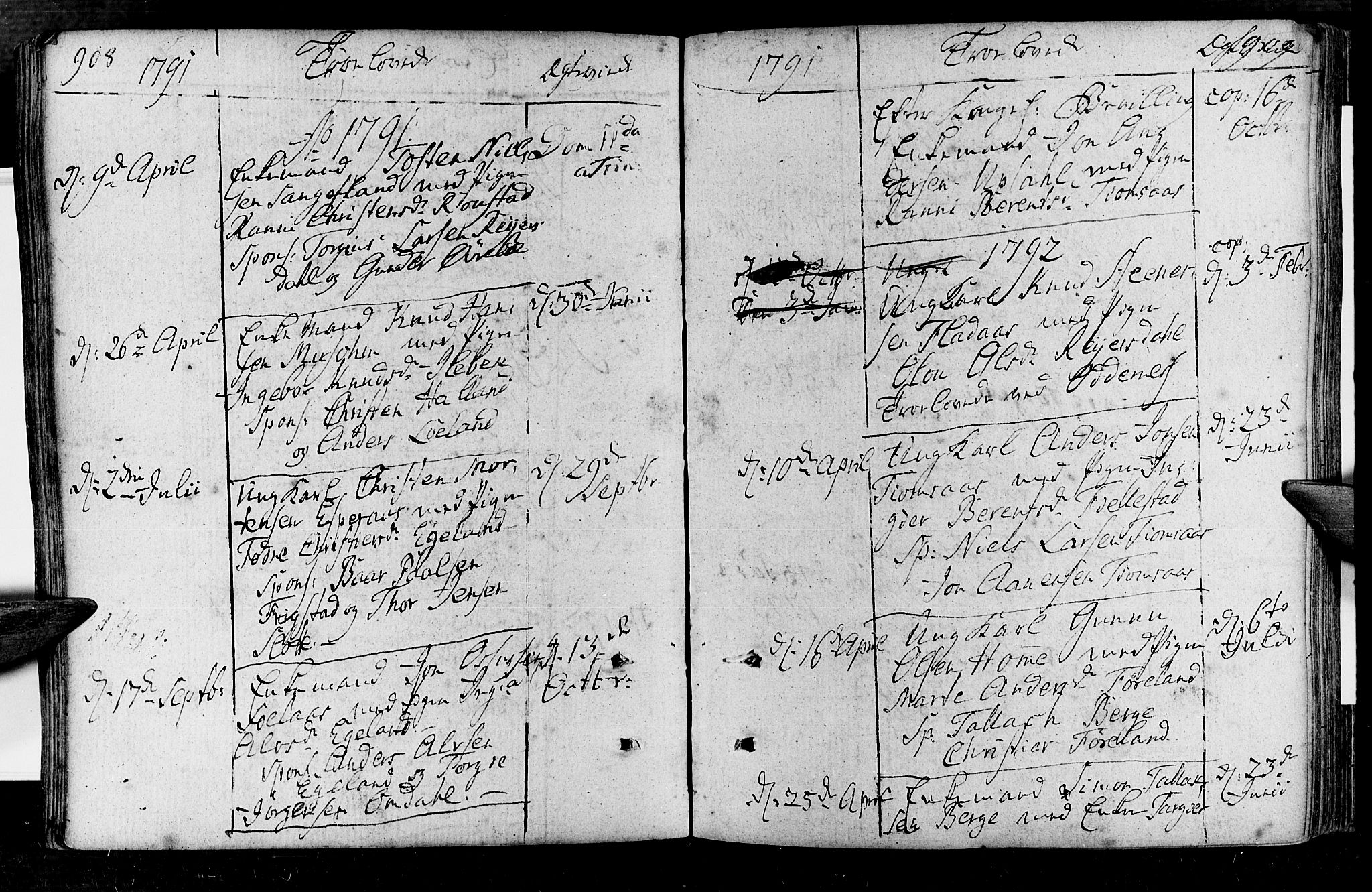 Vennesla sokneprestkontor, AV/SAK-1111-0045/Fa/Fac/L0002: Parish register (official) no. A 2, 1785-1834, p. 908-909